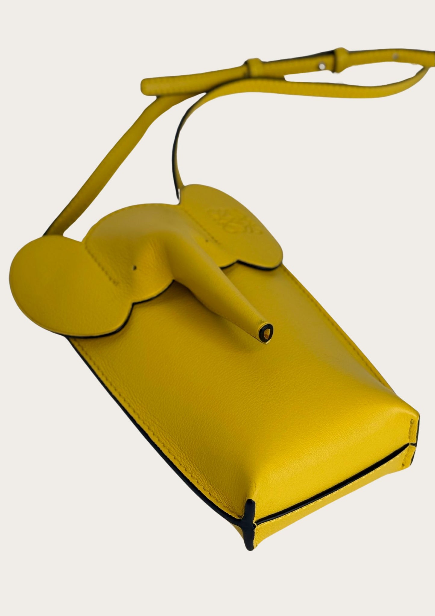 Genuine Loewe Elephant crossbody bag in yellow leather.