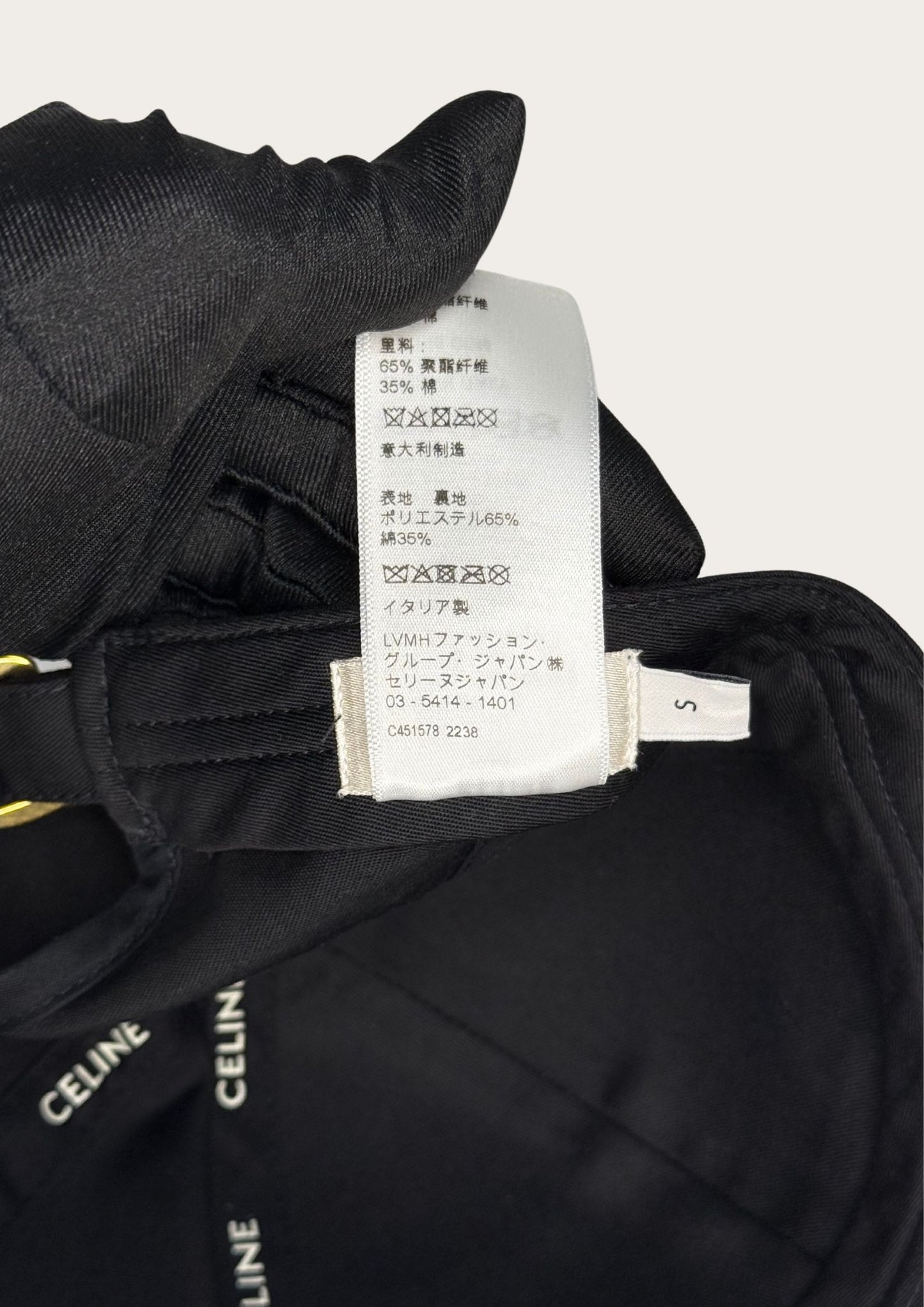 Labels on Pre-owned Celine logo cap in black with withe logo, genuine