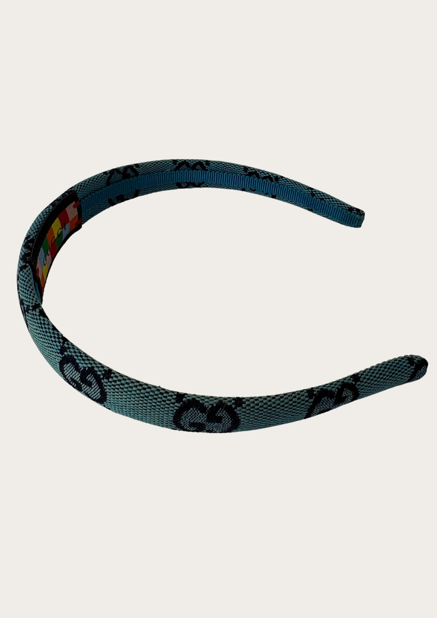 Pre-loved turquoise Gucci GG pattern headband, genuine