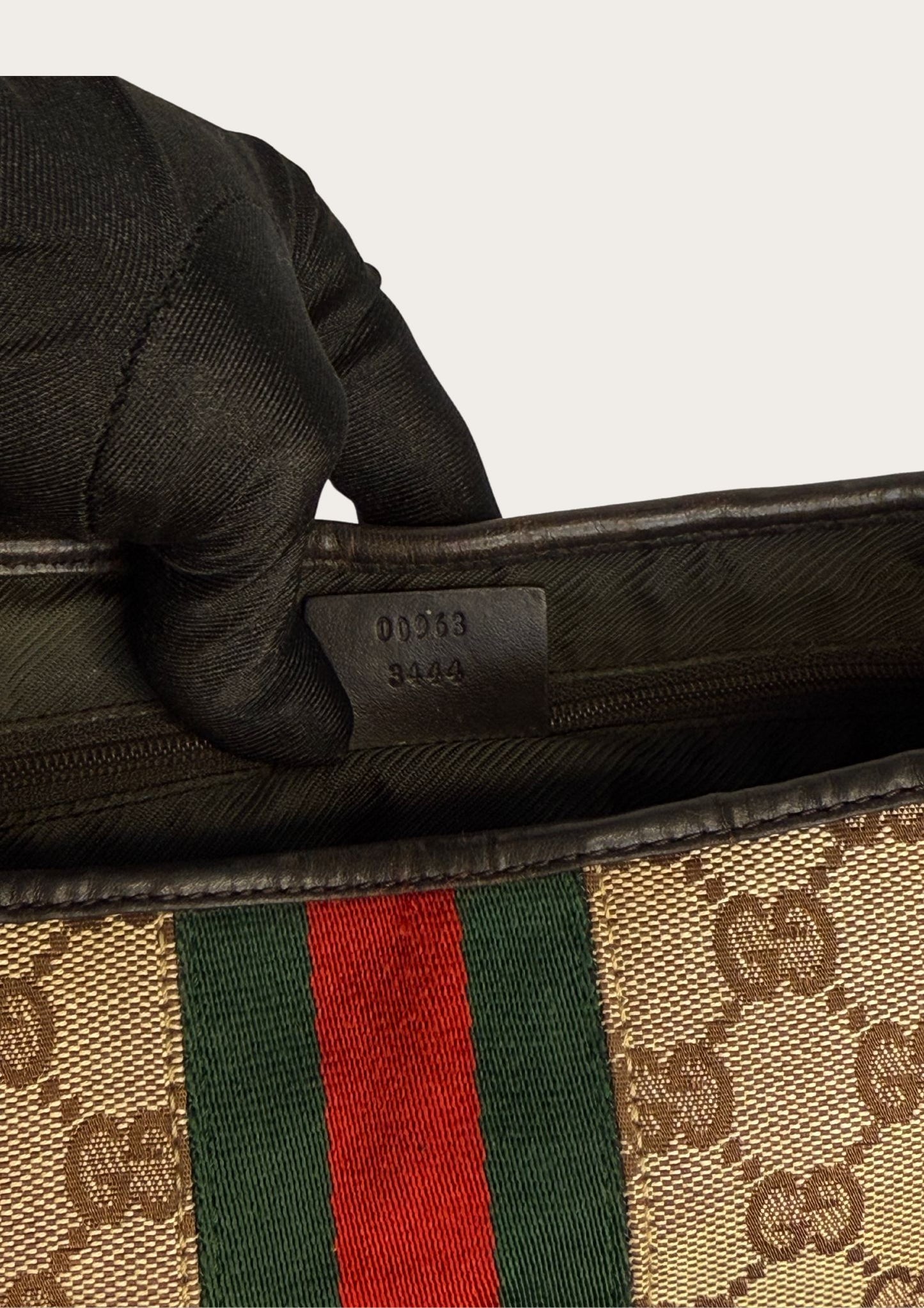 Authenticity code of Genuine Gucci Vintage Jackie in beige GG pattern, pre-owned