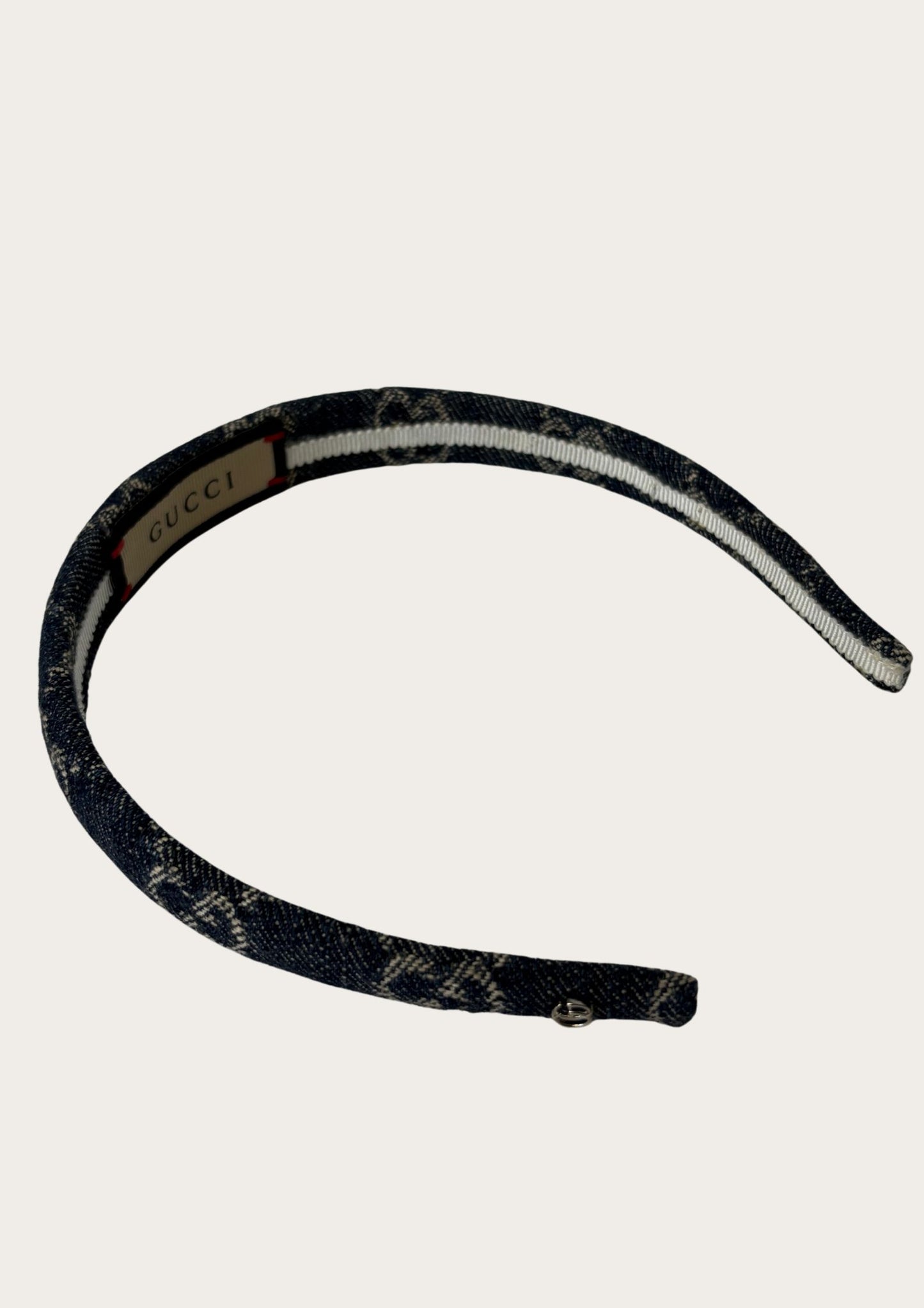 Gucci headband in denim with GG pattern, pre-owned and genuine