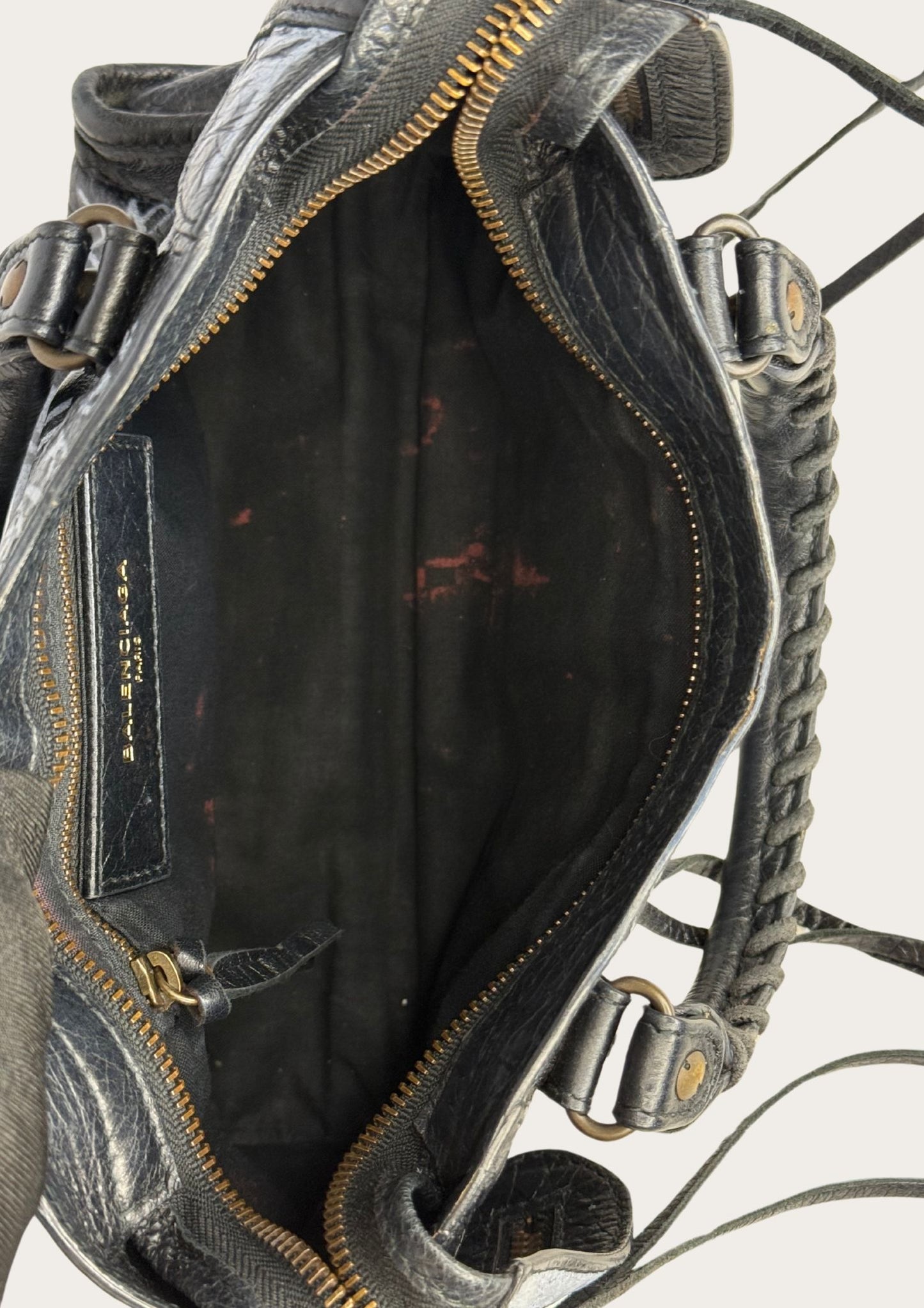 Pre-loved black Balenciaga mini City Graffiti bag, genuine