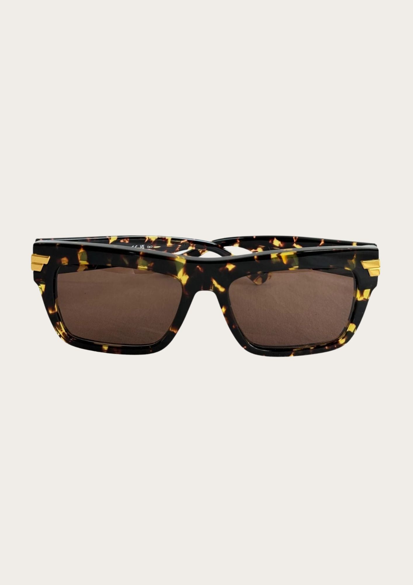 Pre-owned Bottega Veneta sunglasses in Havana brown color, front