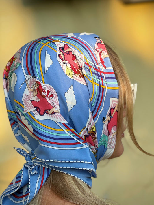 Vintage Hermès silk scarf with multicolor pattern Les Volantes