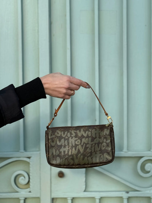 Louis Vuitton Pochette Graffiti mini bag with gold hardware, vintage