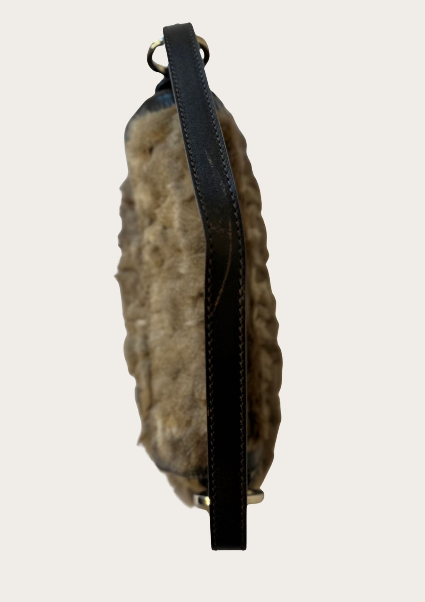 Genuine Fendi rabbit Chef bag with leather details