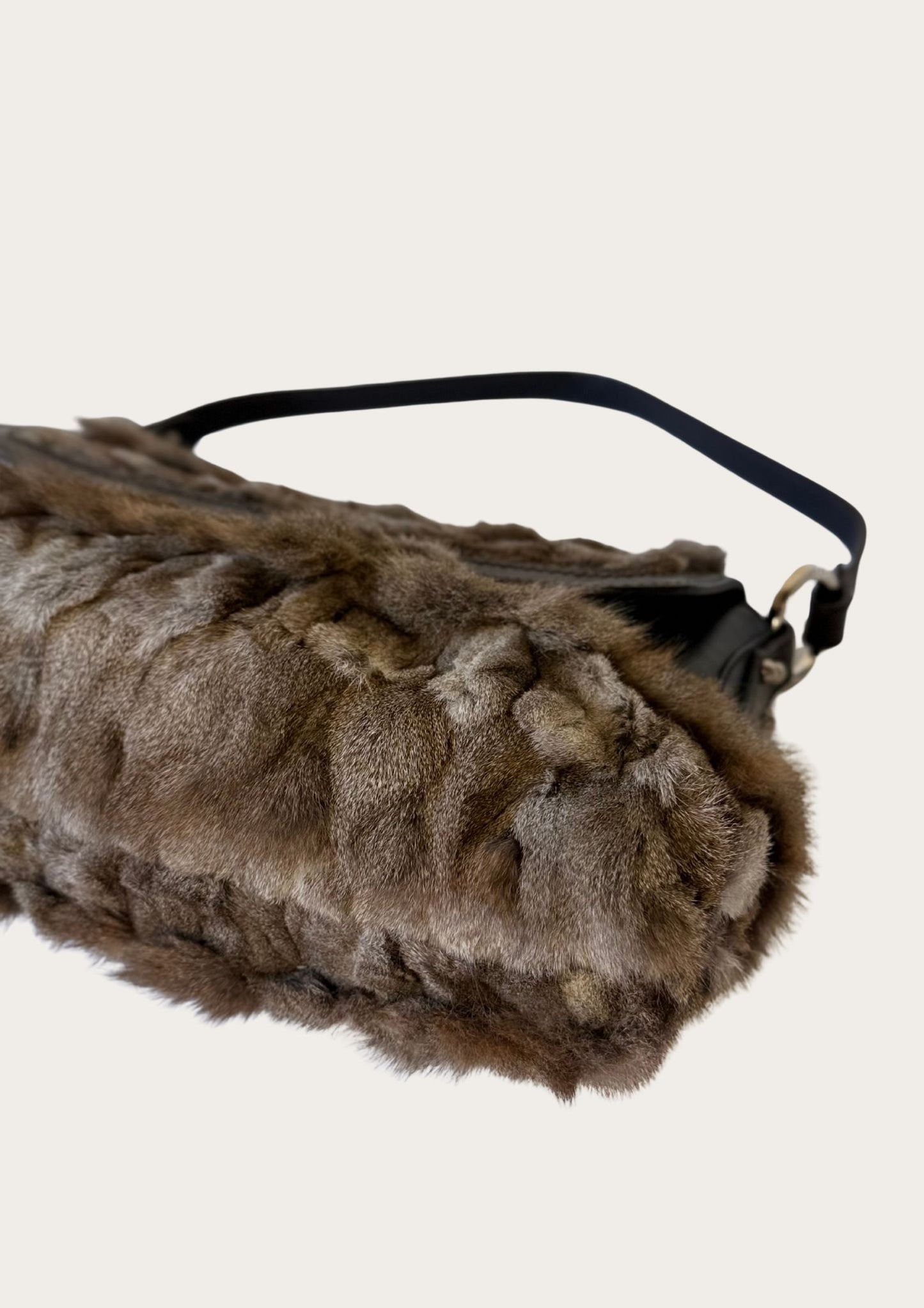 Genuine Fendi rabbit Chef bag with leather details