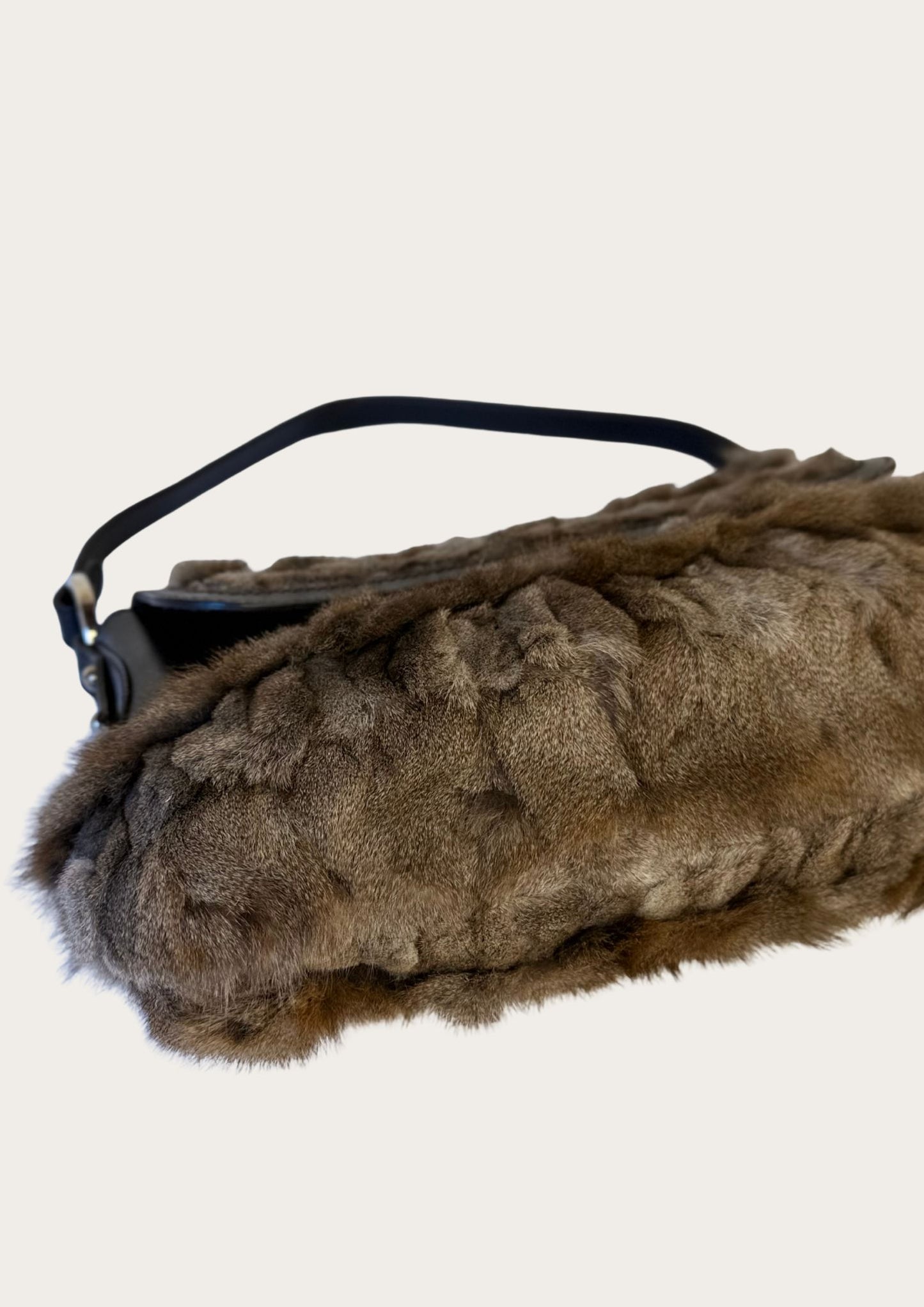 Genuine Fendi rabbit Chef bag with leather details