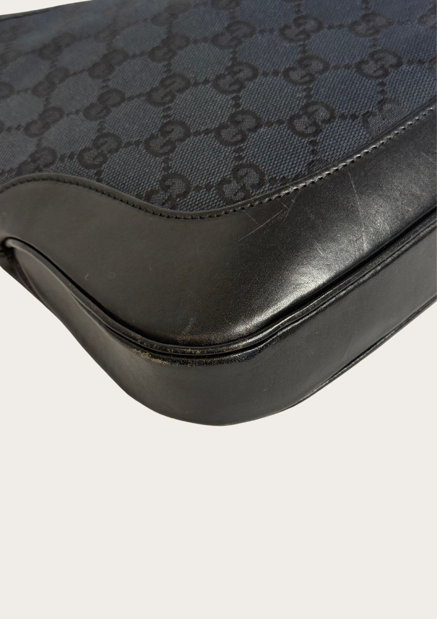 Corner of Vintage Gucci Jackie shoulder bag GG pattern, genuine