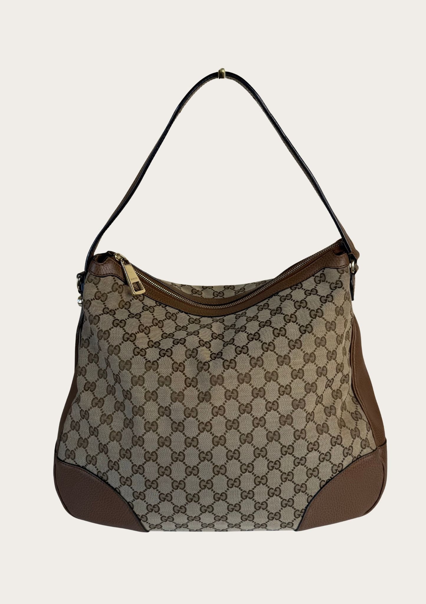 Genuine Gucci GG canvas and leather shoulder bag