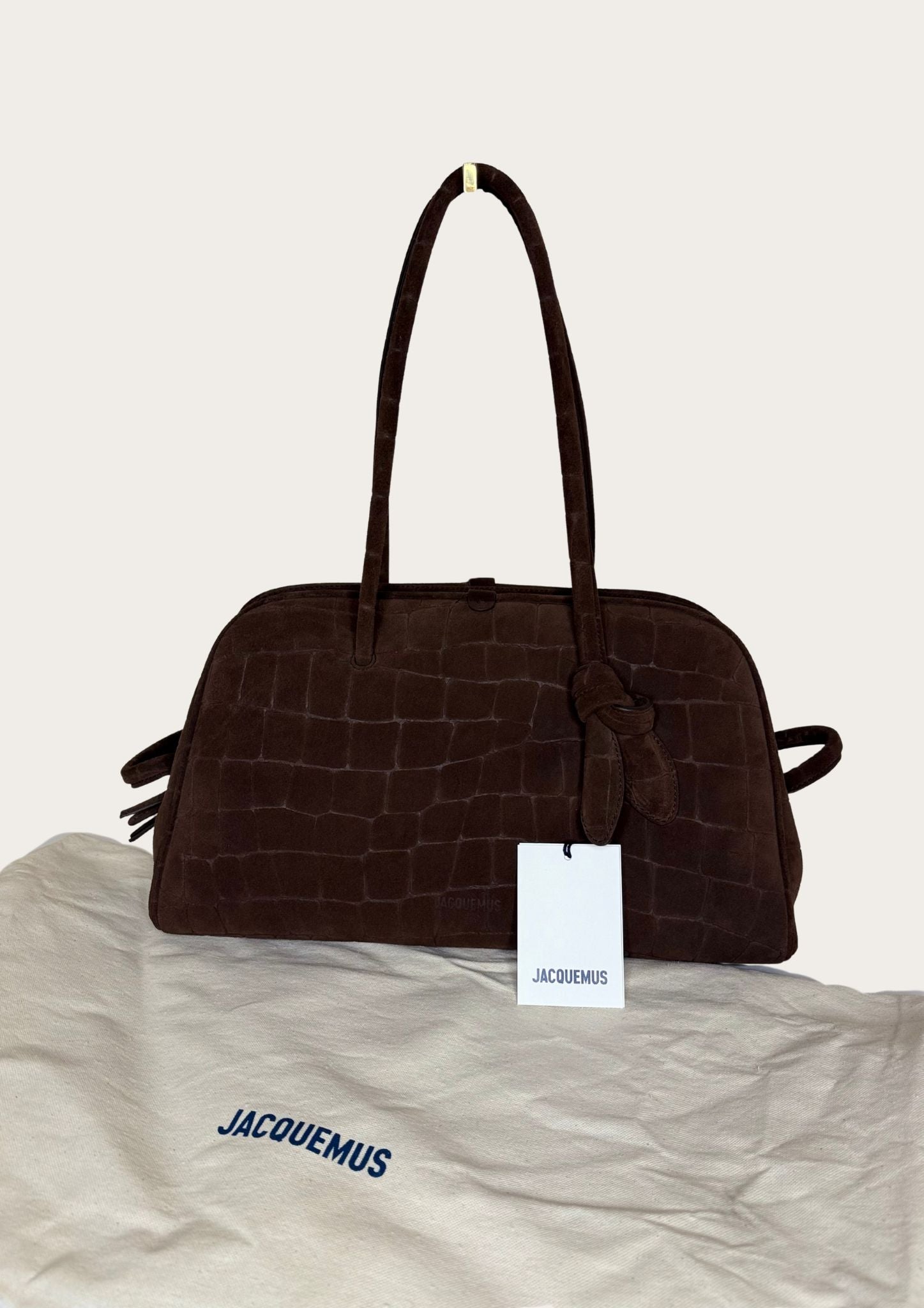 New Jacquemus Turismo bag in brown suede leather with dust bag