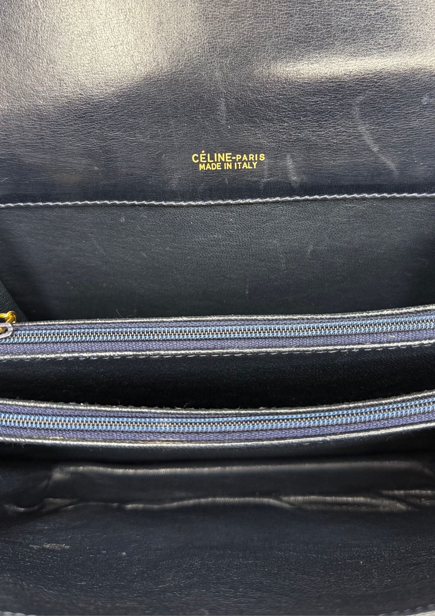 Authentic vintage Celine Sulky shoulder bag in navy with Entrupy certificate 