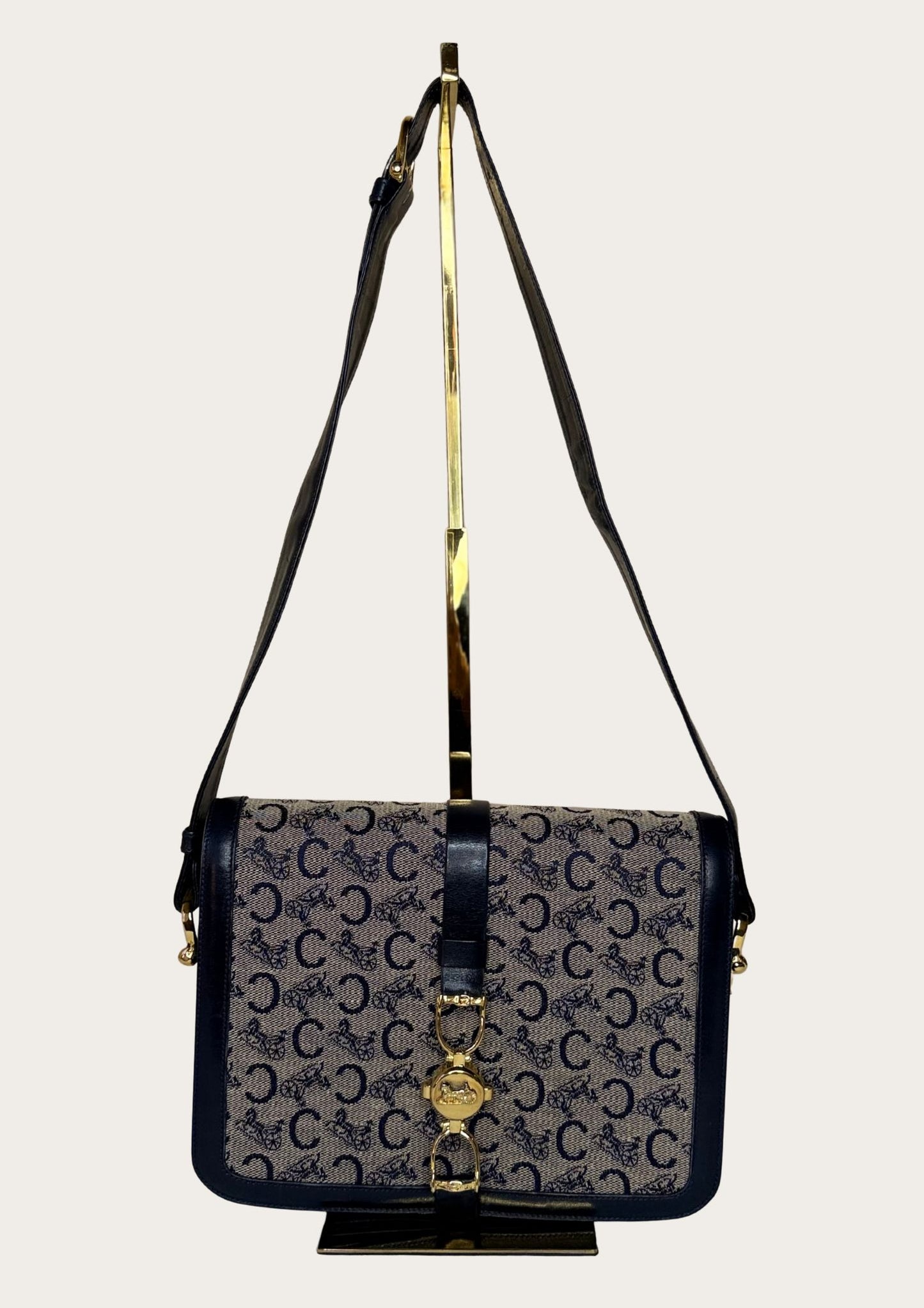 Authentic vintage Celine Sulky shoulder bag in navy with Entrupy certificate 