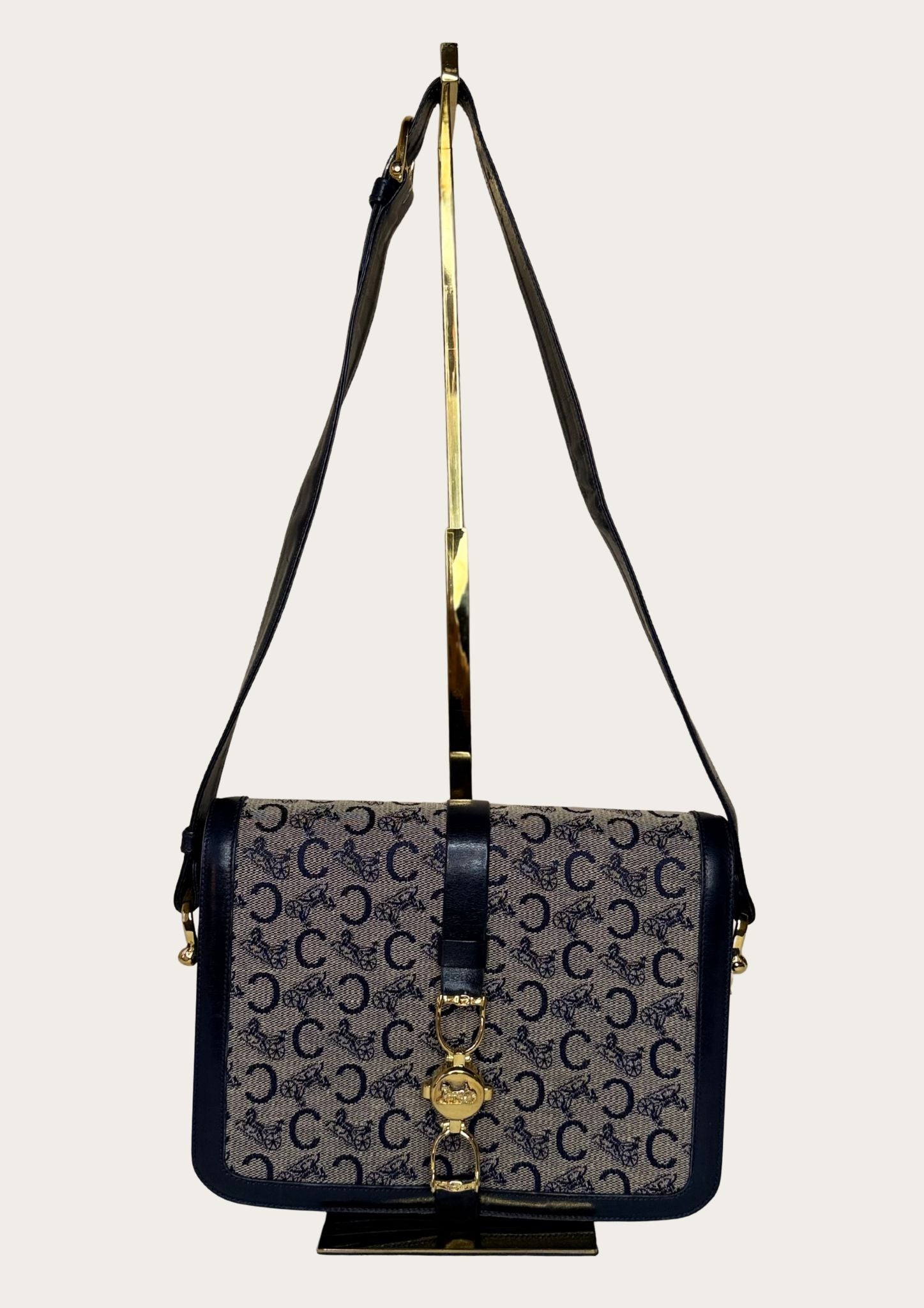 Authentic vintage Celine Sulky shoulder bag in navy with Entrupy certificate 