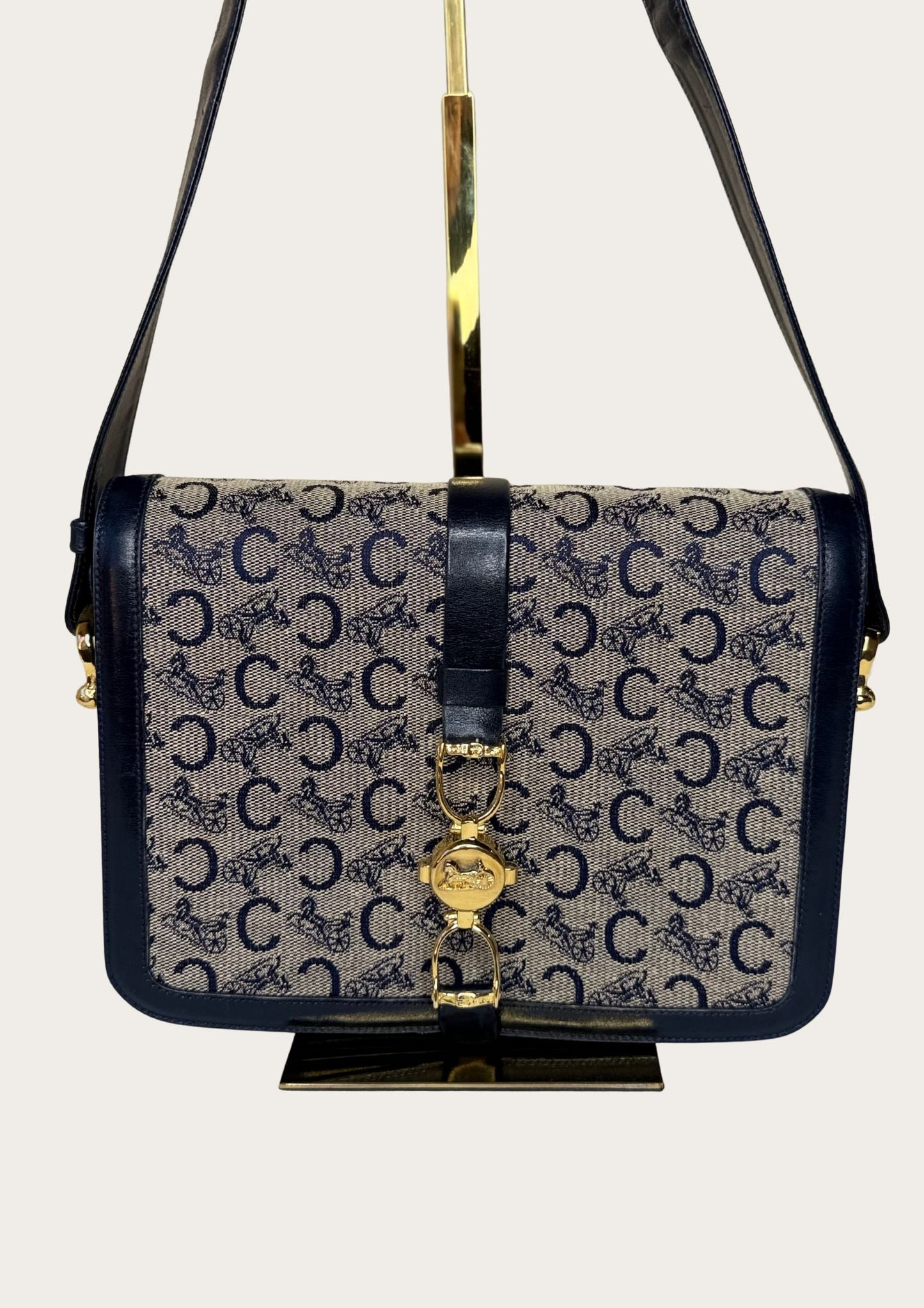 Authentic vintage Celine Sulky shoulder bag in navy with Entrupy certificate 