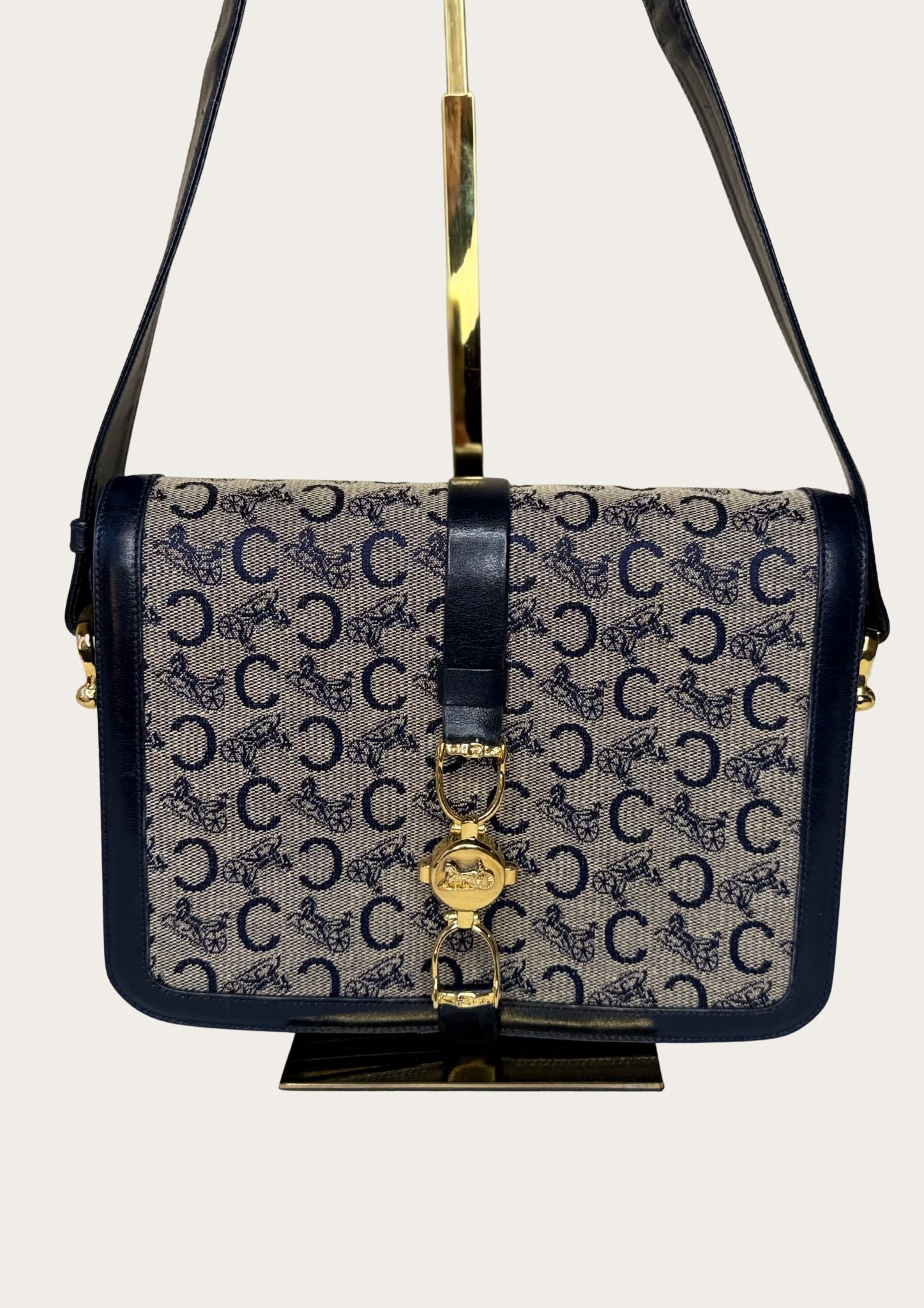 Authentic vintage Celine Sulky shoulder bag in navy with Entrupy certificate 