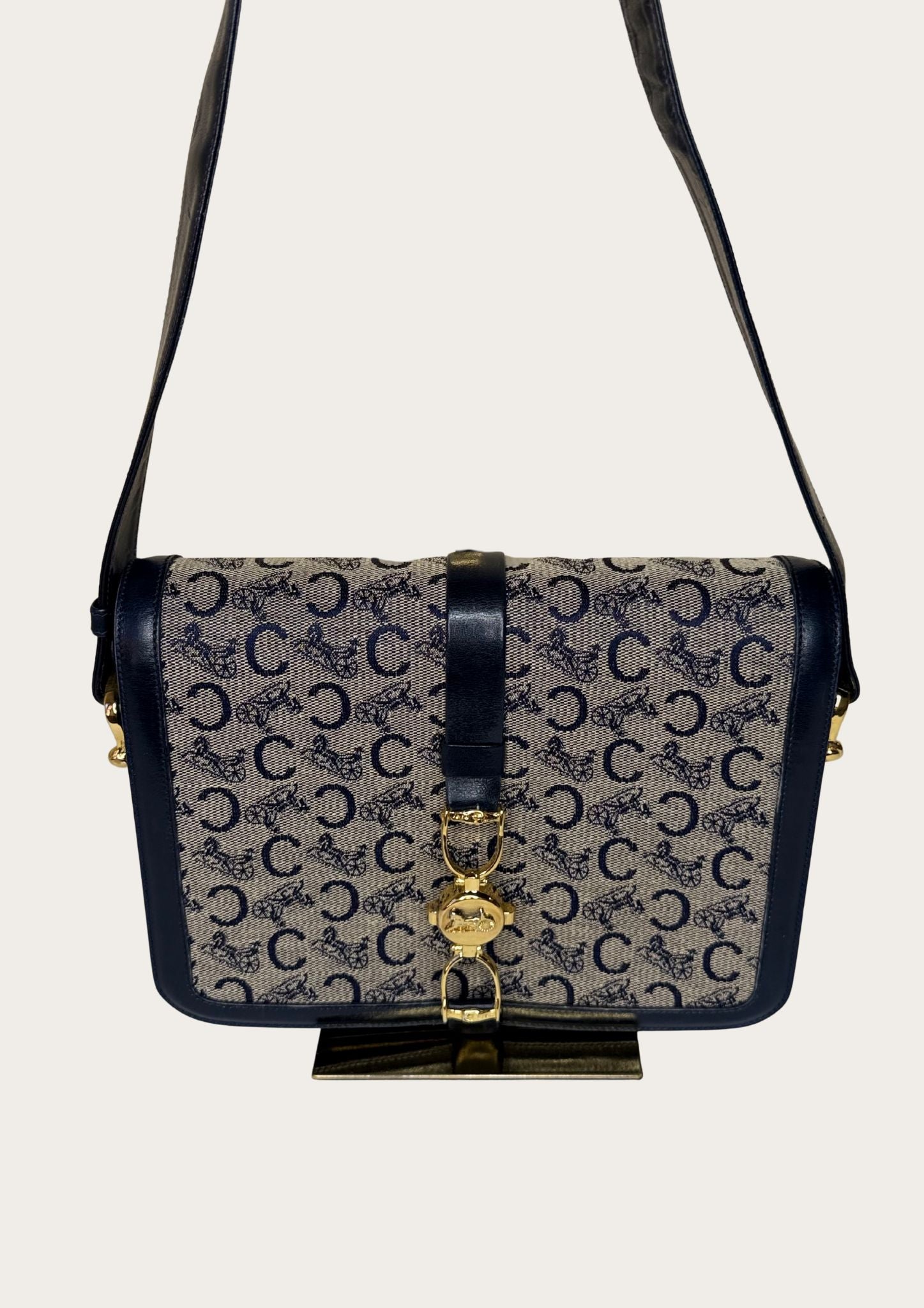 Authentic vintage Celine Sulky shoulder bag in navy with Entrupy certificate 