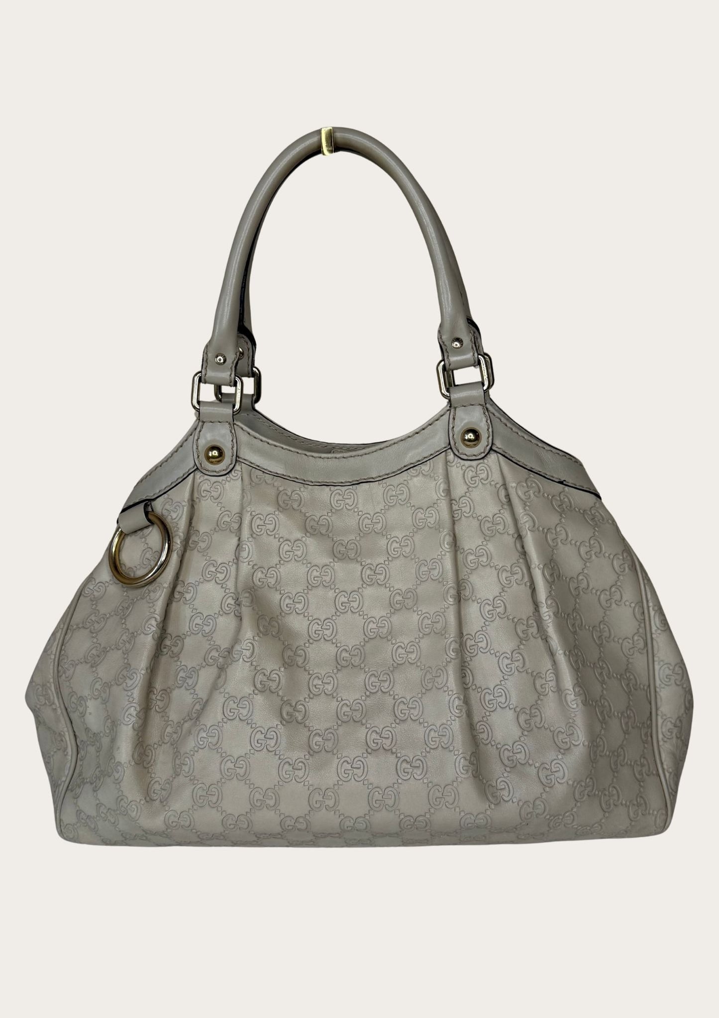 Authentic Gucci Sukey medium bag in beige Guccissima leather