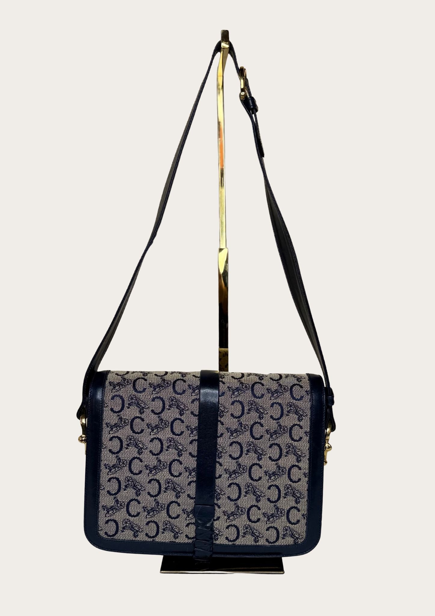 Authentic vintage Celine Sulky shoulder bag in navy with Entrupy certificate 