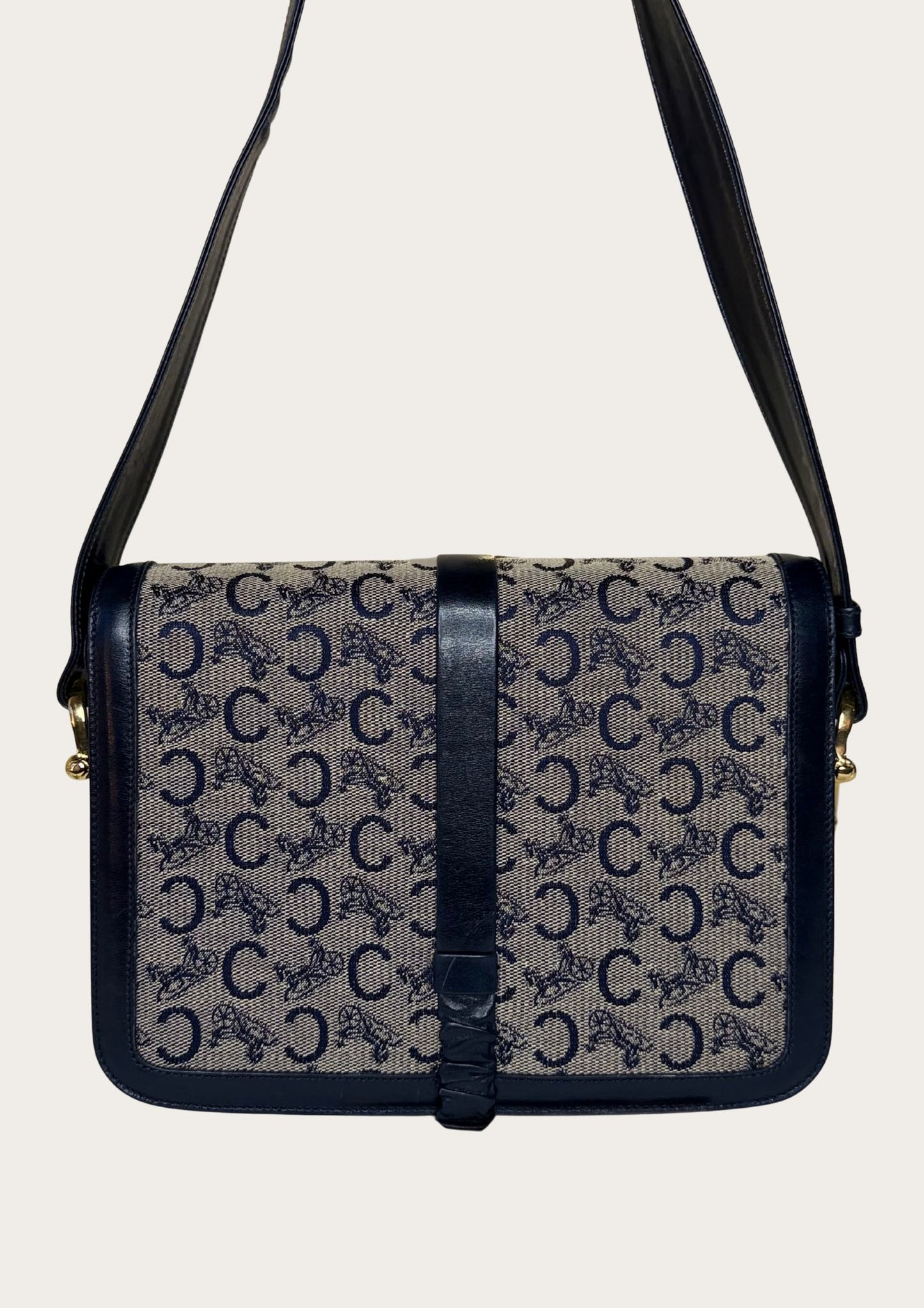 Authentic vintage Celine Sulky shoulder bag in navy with Entrupy certificate 