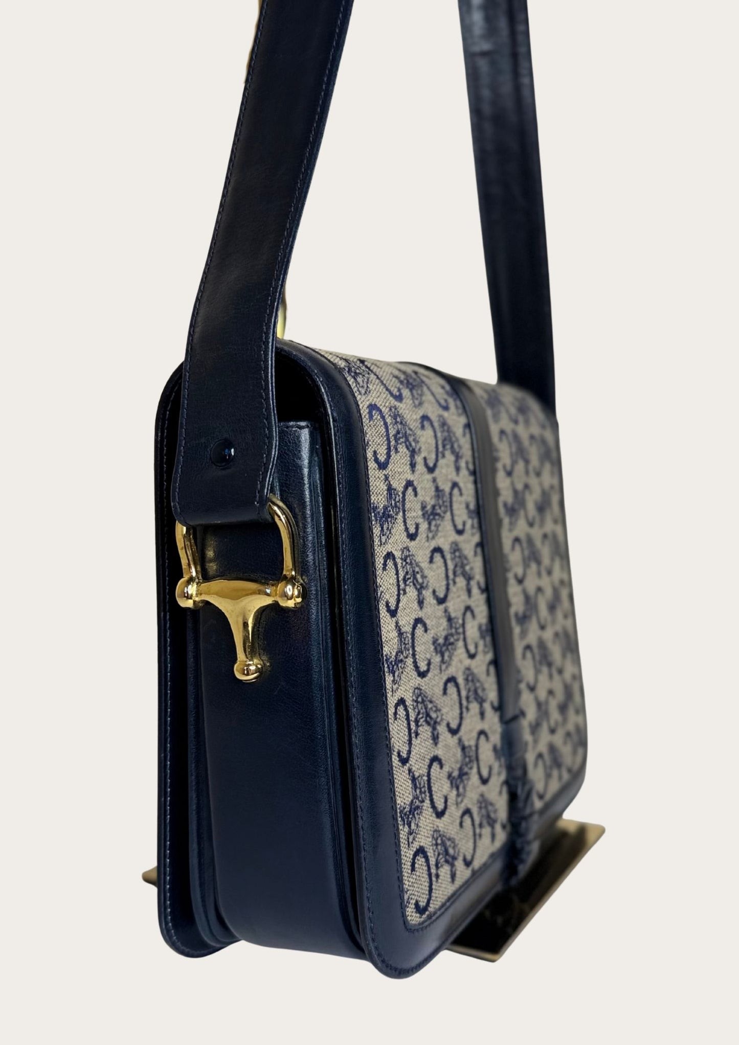 Authentic vintage Celine Sulky shoulder bag in navy with Entrupy certificate 