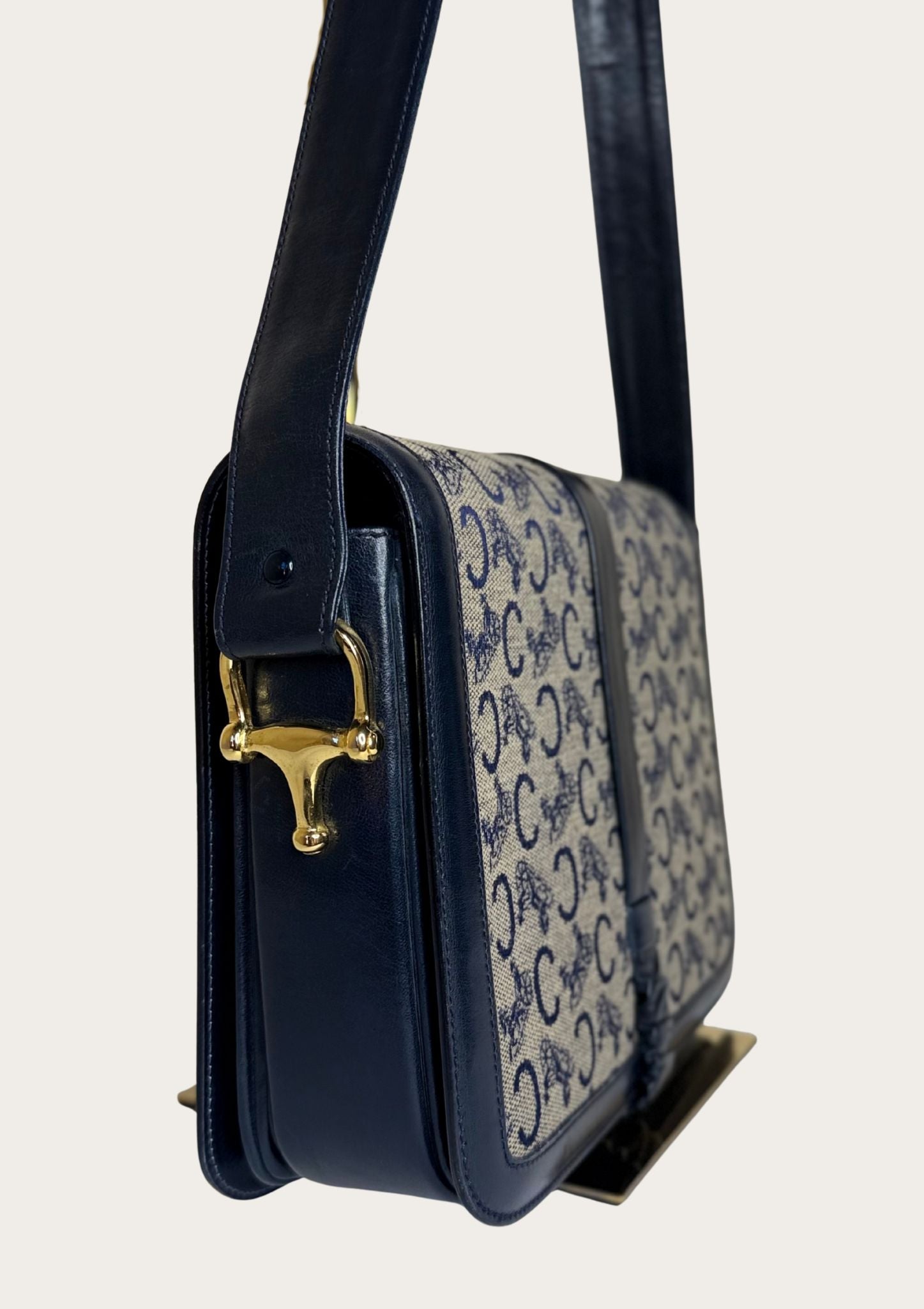 Authentic vintage Celine Sulky shoulder bag in navy with Entrupy certificate 