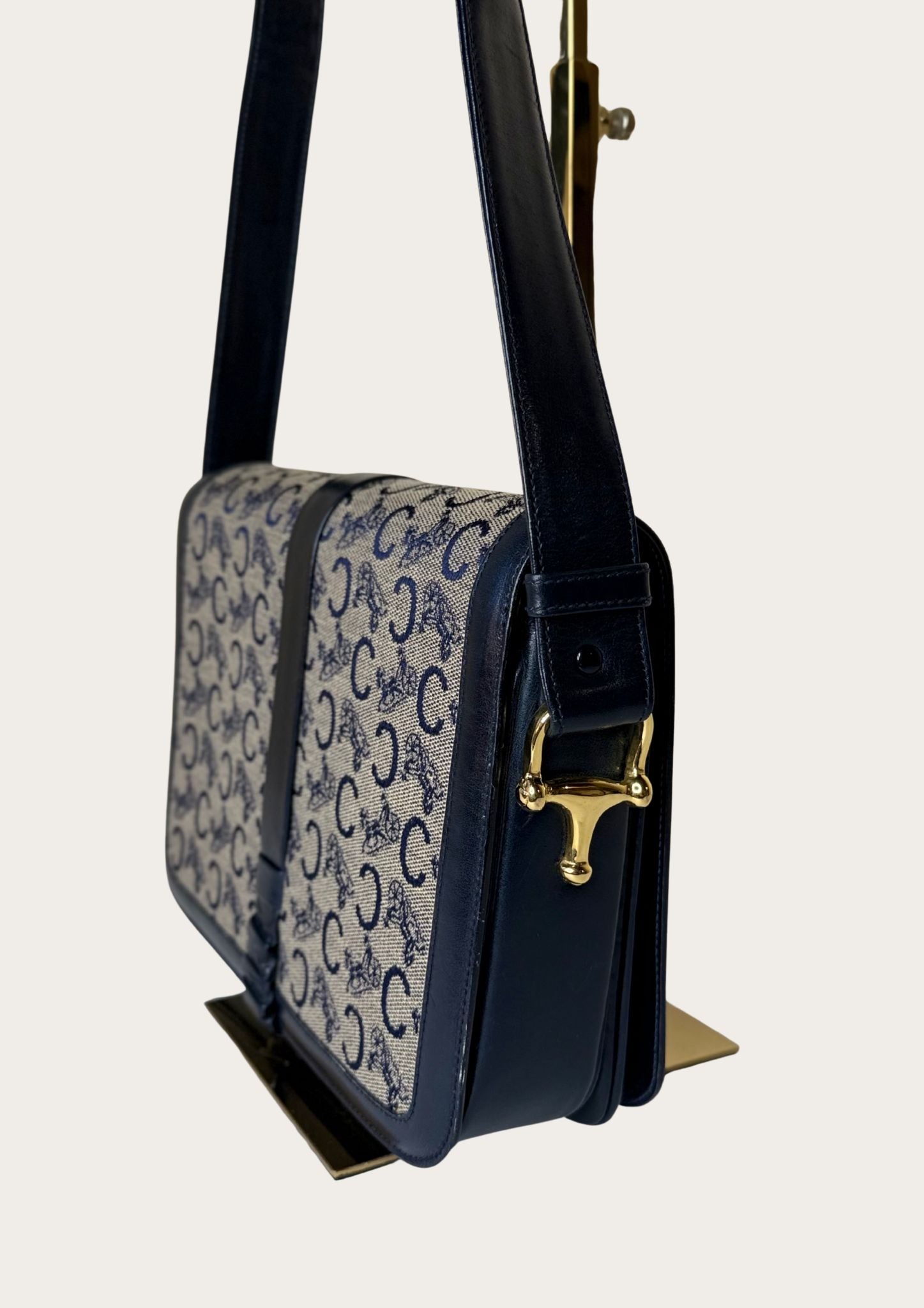 Authentic vintage Celine Sulky shoulder bag in navy with Entrupy certificate 