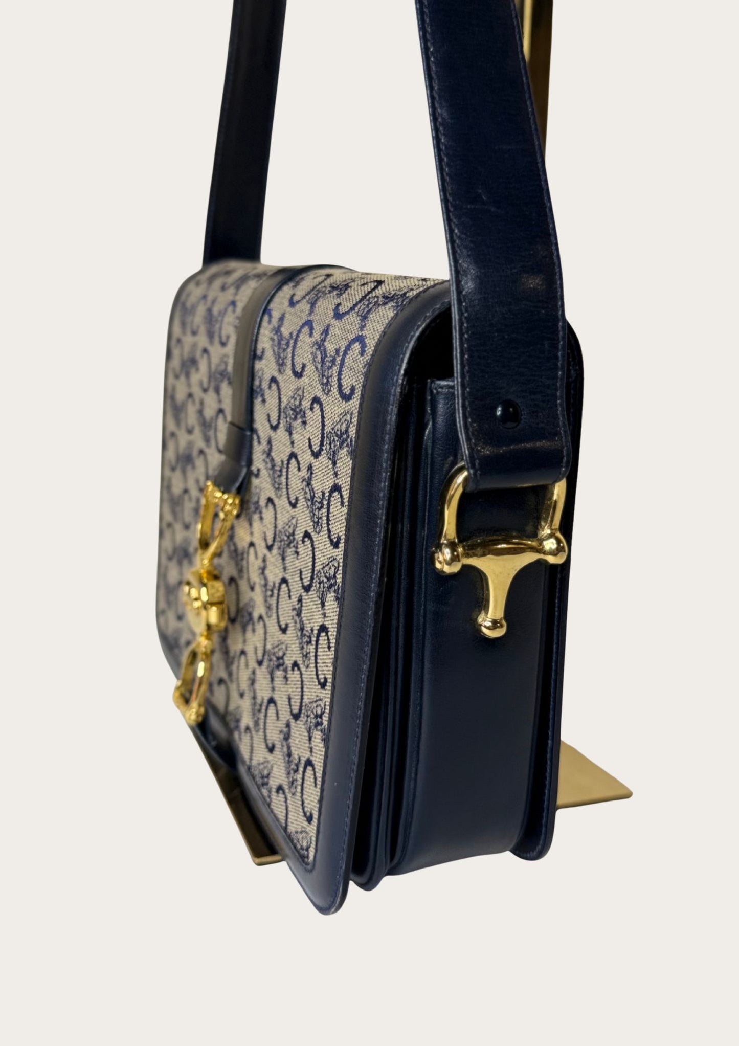 Authentic vintage Celine Sulky shoulder bag in navy with Entrupy certificate 