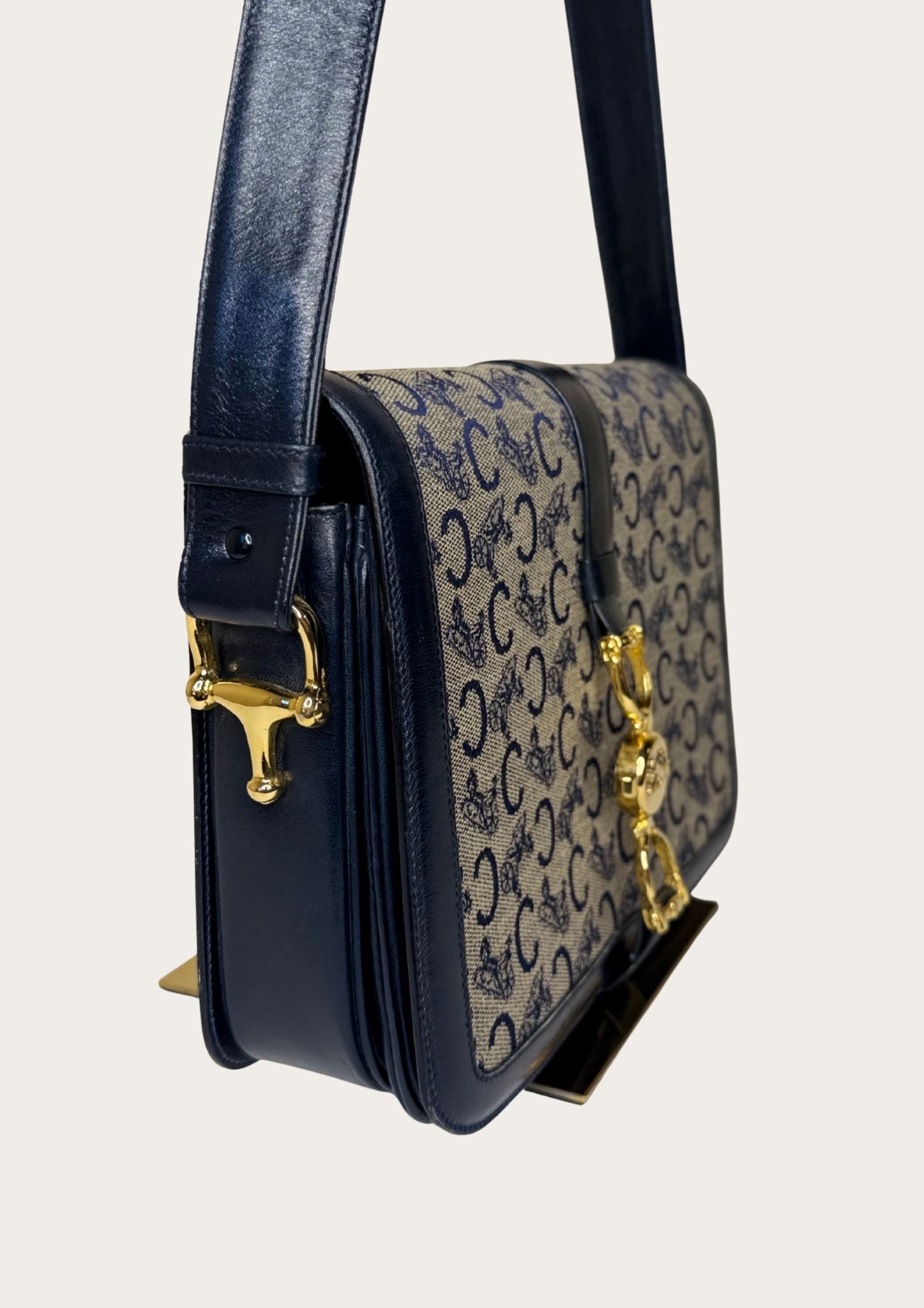 Authentic vintage Celine Sulky shoulder bag in navy with Entrupy certificate 