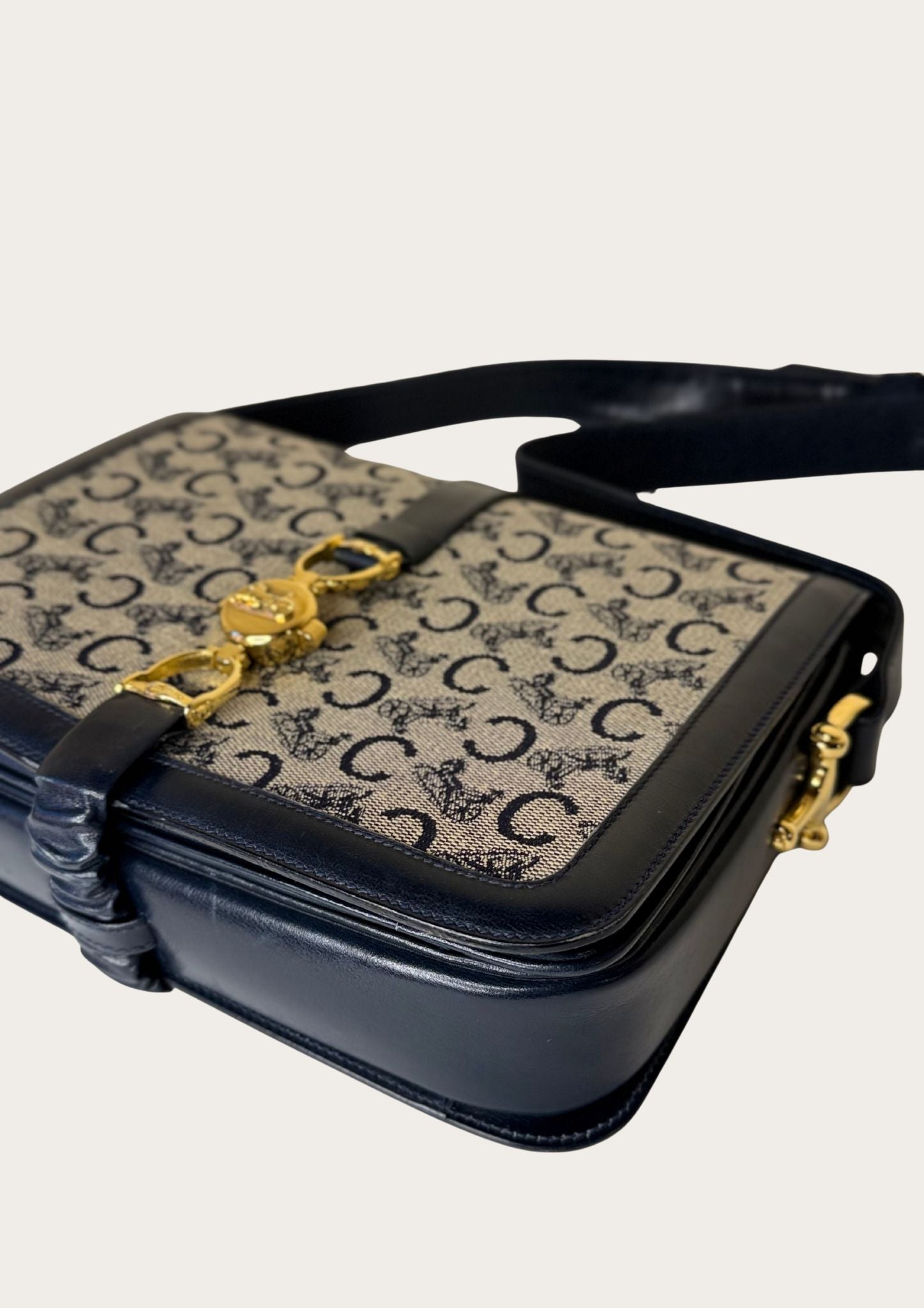 Authentic vintage Celine Sulky shoulder bag in navy with Entrupy certificate 