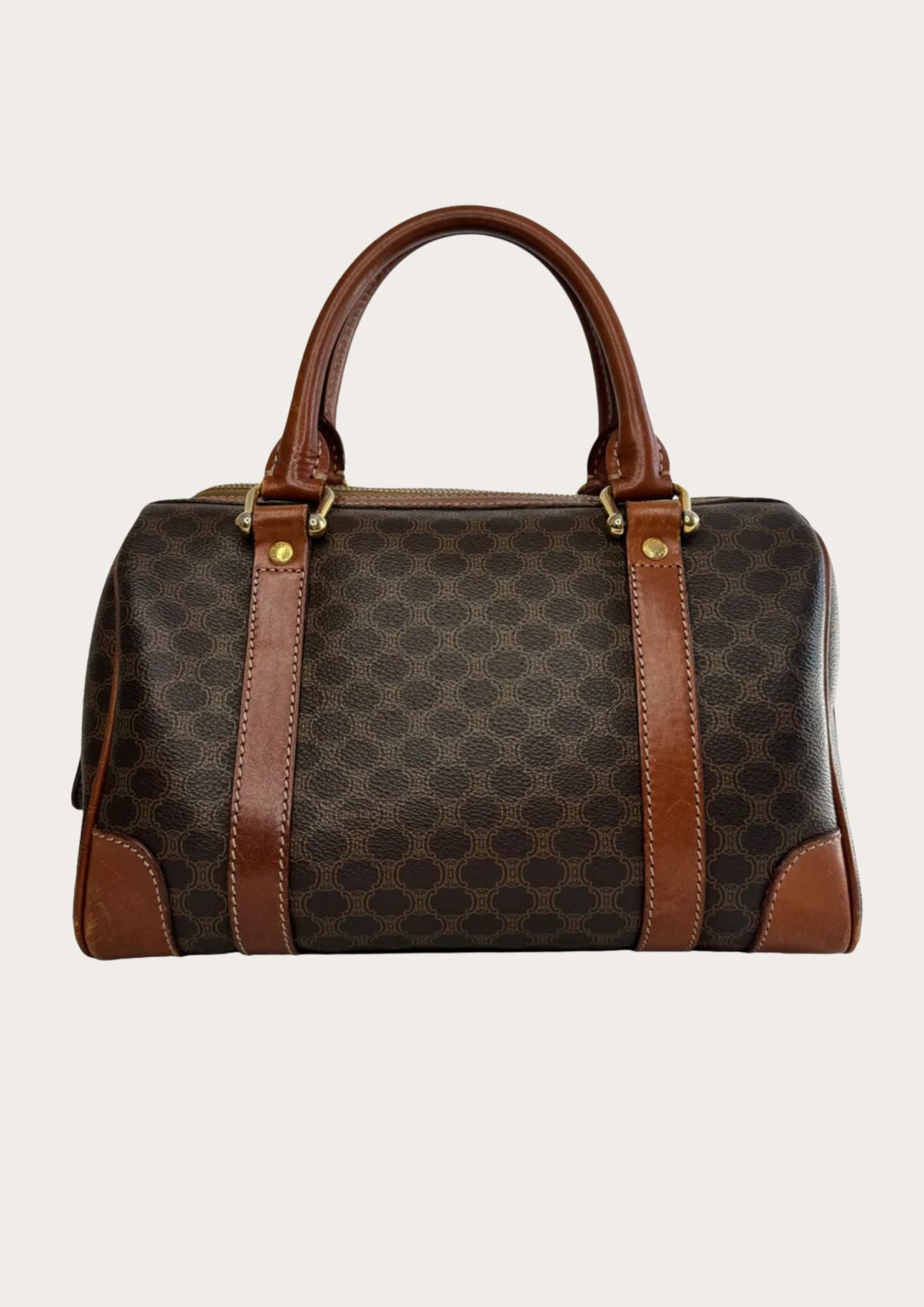 Vintage Celine Boston bag in macadam pattern leather, back