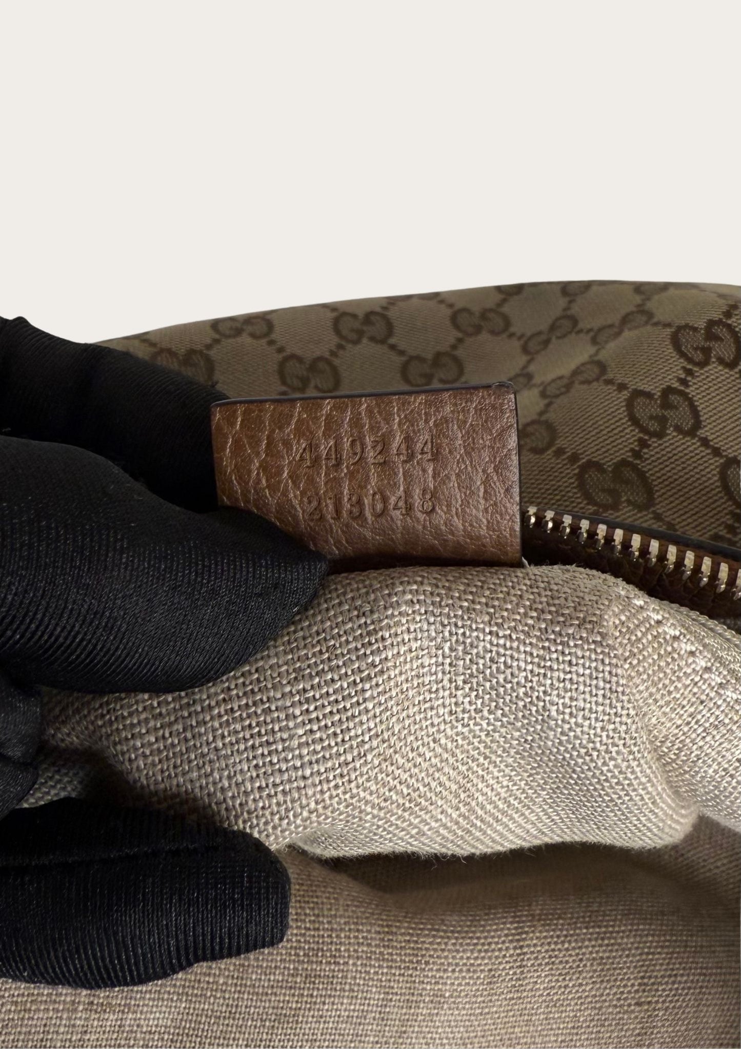 Genuine Gucci GG canvas and leather shoulder bag