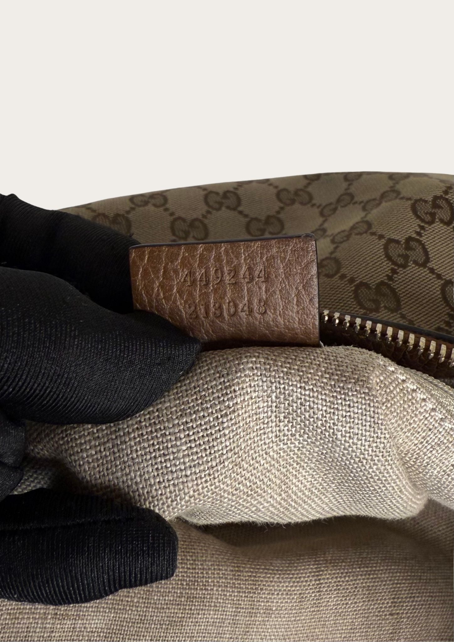 Genuine Gucci GG canvas and leather shoulder bag