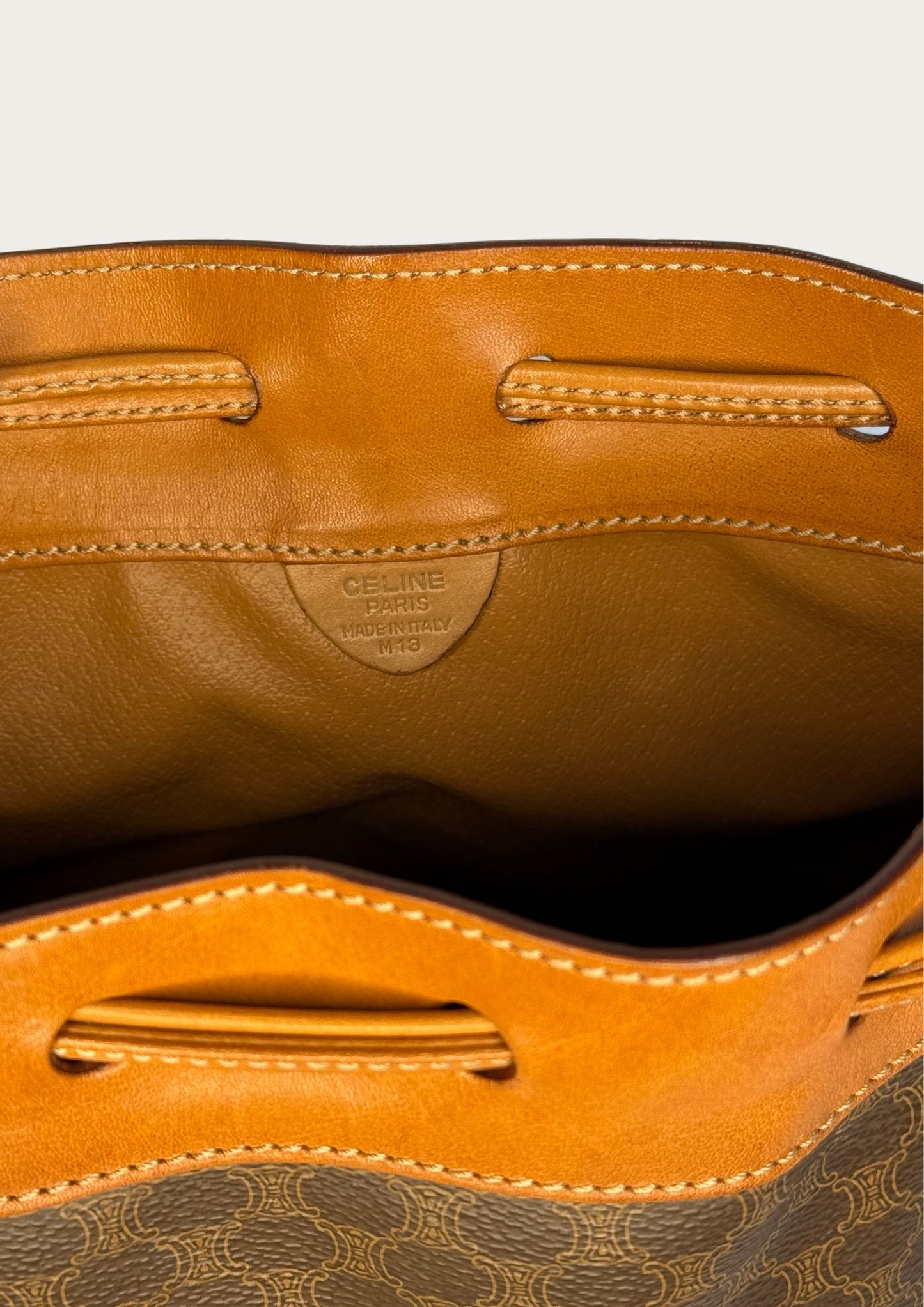 Genuine Celine Sac Seau Bucket Bag in macadam canvas with pouch