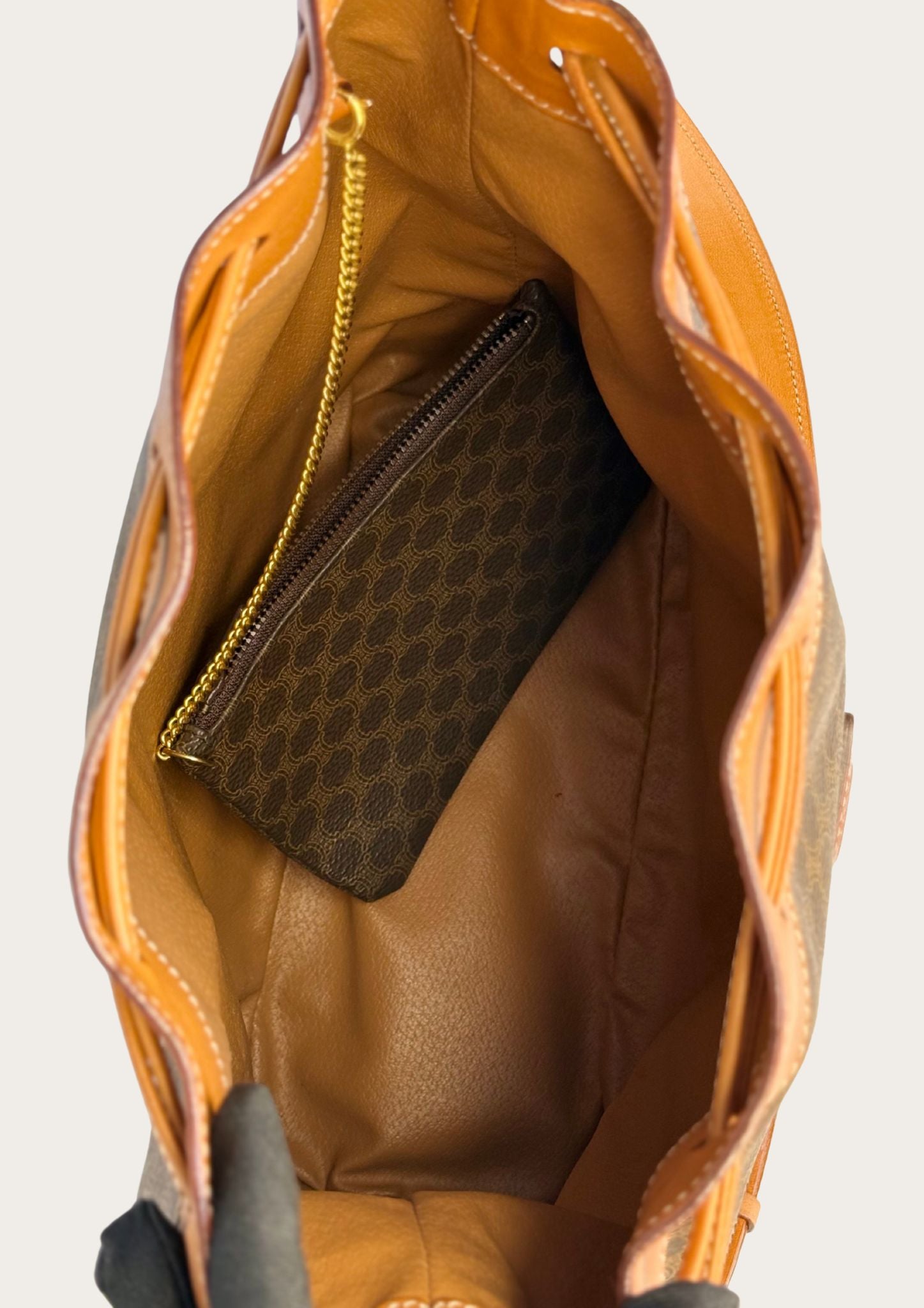 Genuine Celine Sac Seau Bucket Bag in macadam canvas with pouch