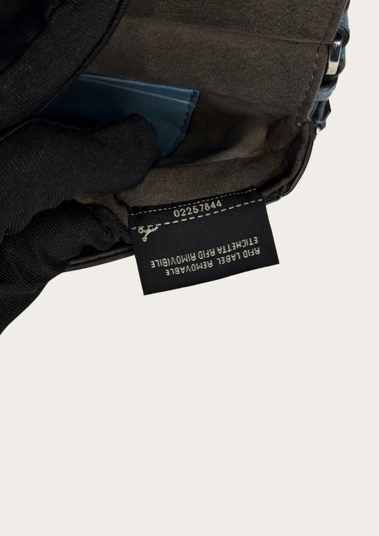 Genuine Fendi Double Micro Baguette crossbody mini bag in light blue with silver hardware