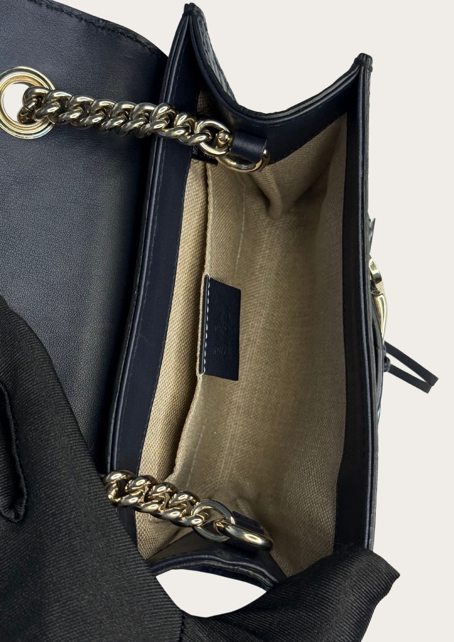 Genuine Gucci Emily crossbody bag in navy Guccissima leather with horsebit