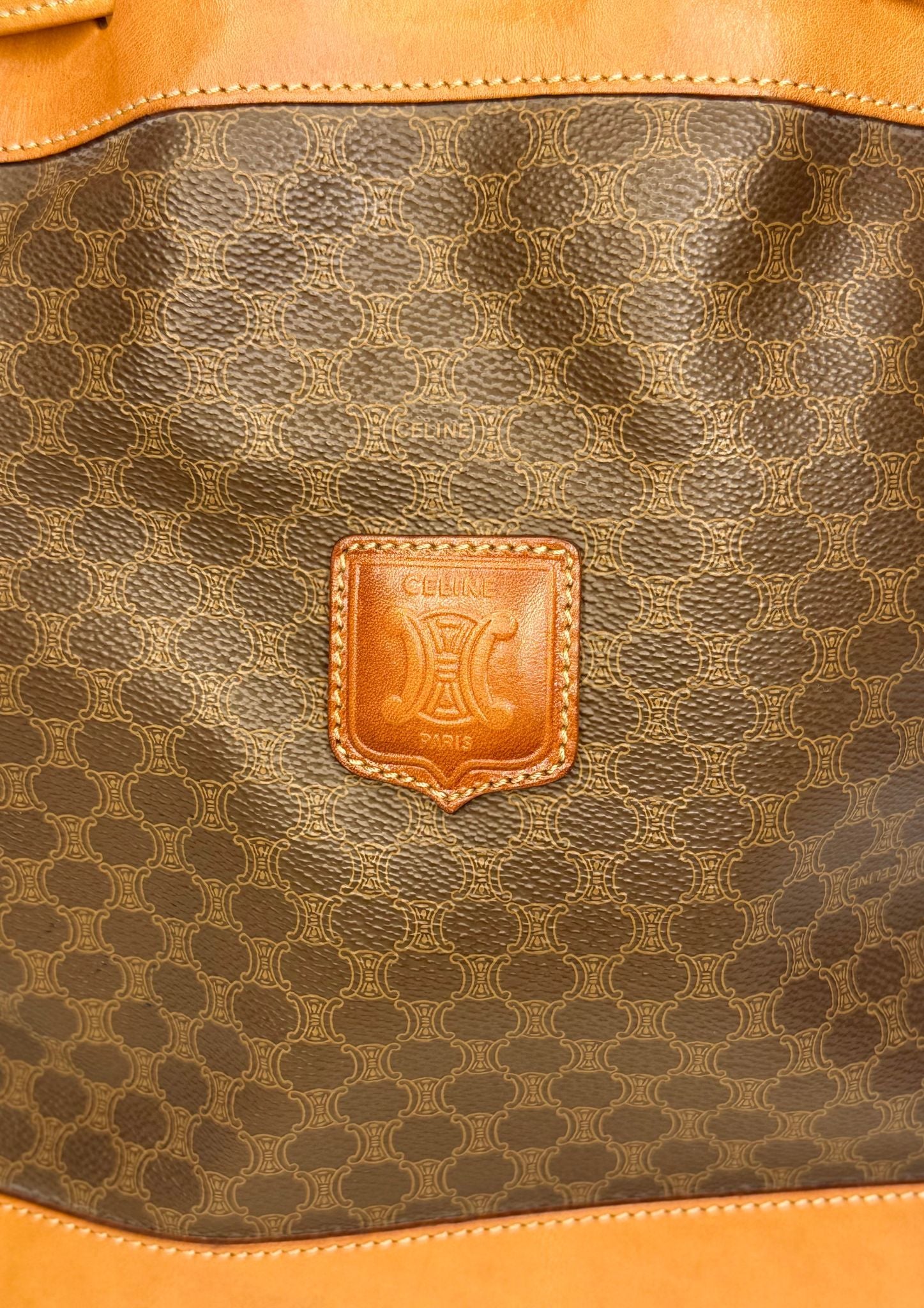 Genuine Celine Sac Seau Bucket Bag in macadam canvas with pouch