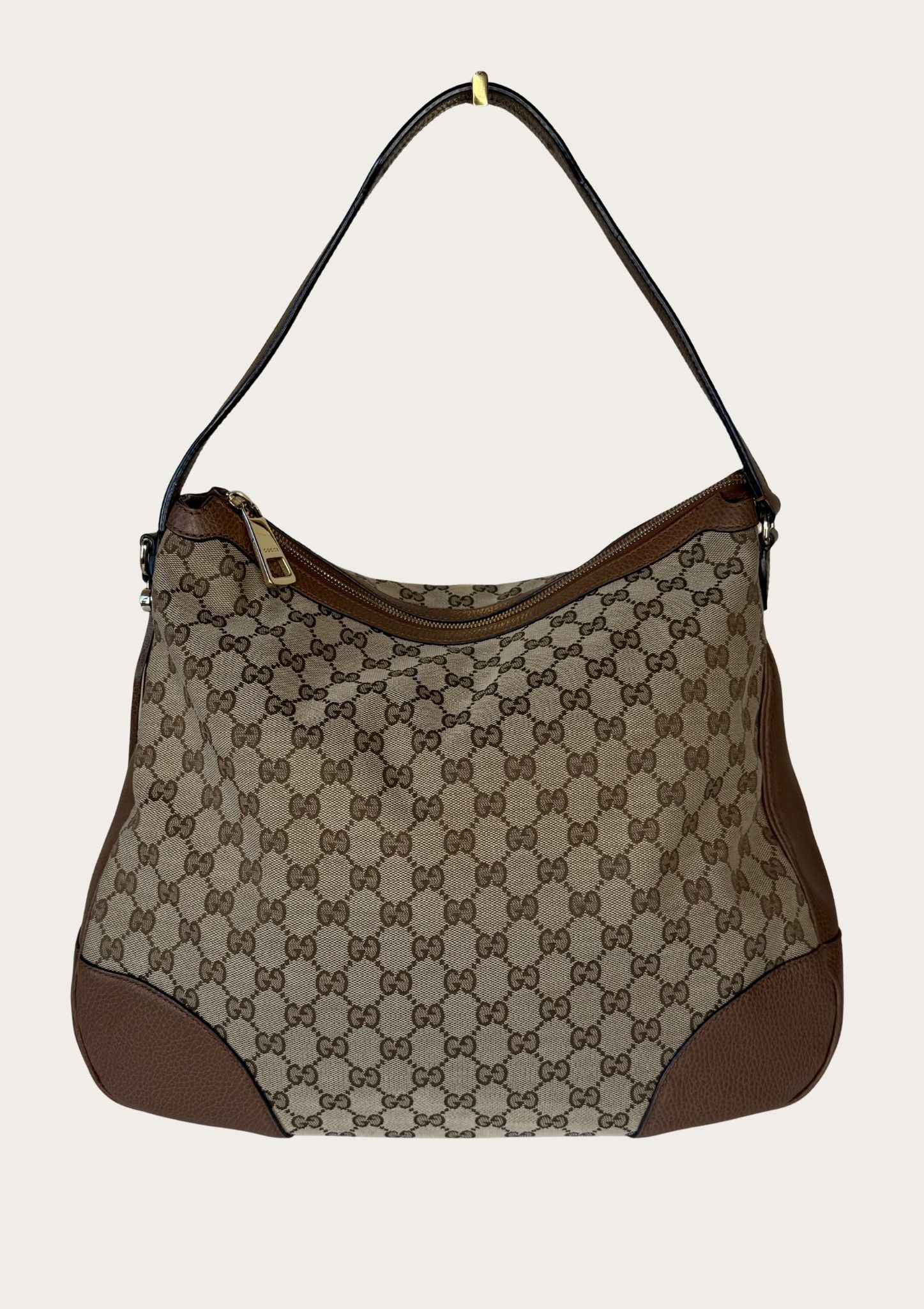 Genuine Gucci GG canvas and leather shoulder bag