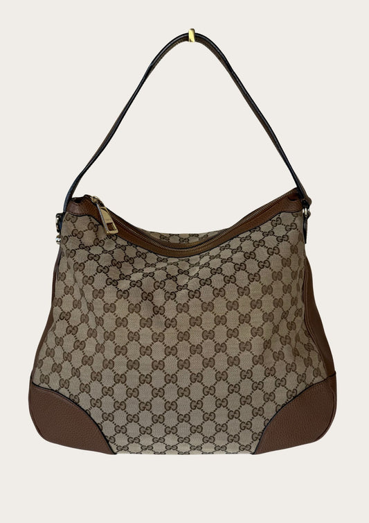 Genuine Gucci GG canvas and leather shoulder bag