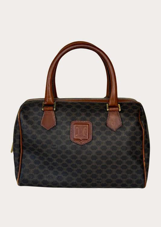 Authentic Celine Macadam Boston bag in PVC and leather details.