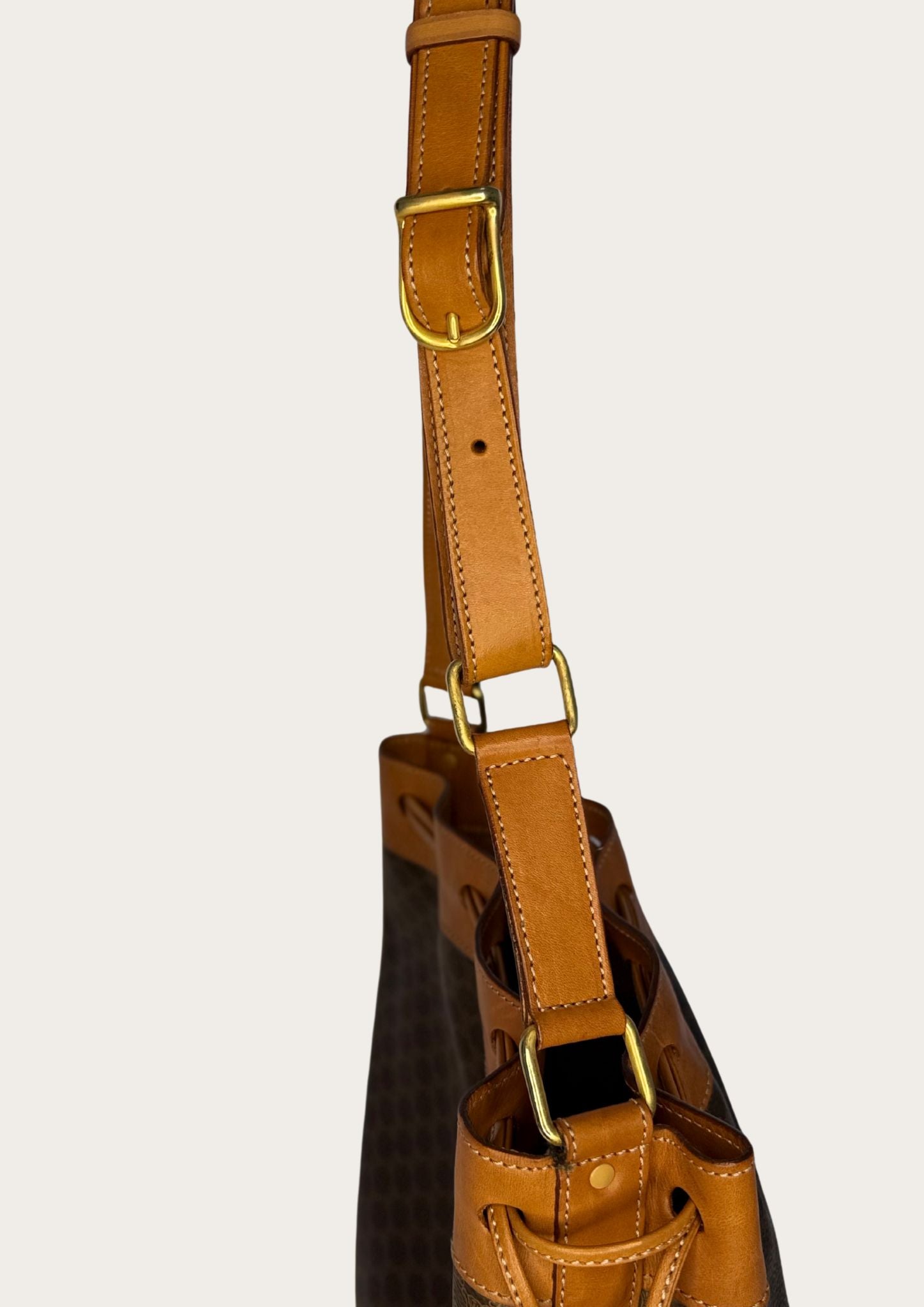 Genuine Celine Sac Seau Bucket Bag in macadam canvas with pouch