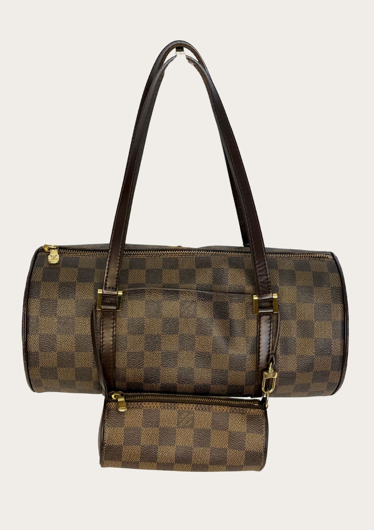 Genuine pre-owned Louis Vuitton Papillon 30 Damier Ebene with pouch