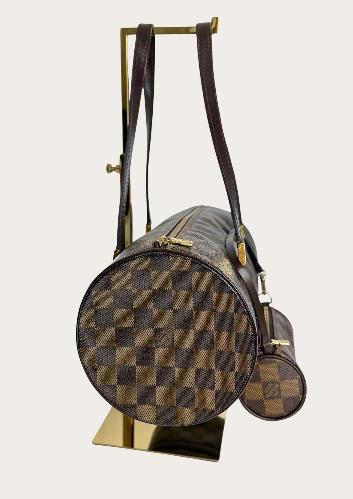 Genuine pre-owned Louis Vuitton Papillon 30 Damier Ebene with pouch