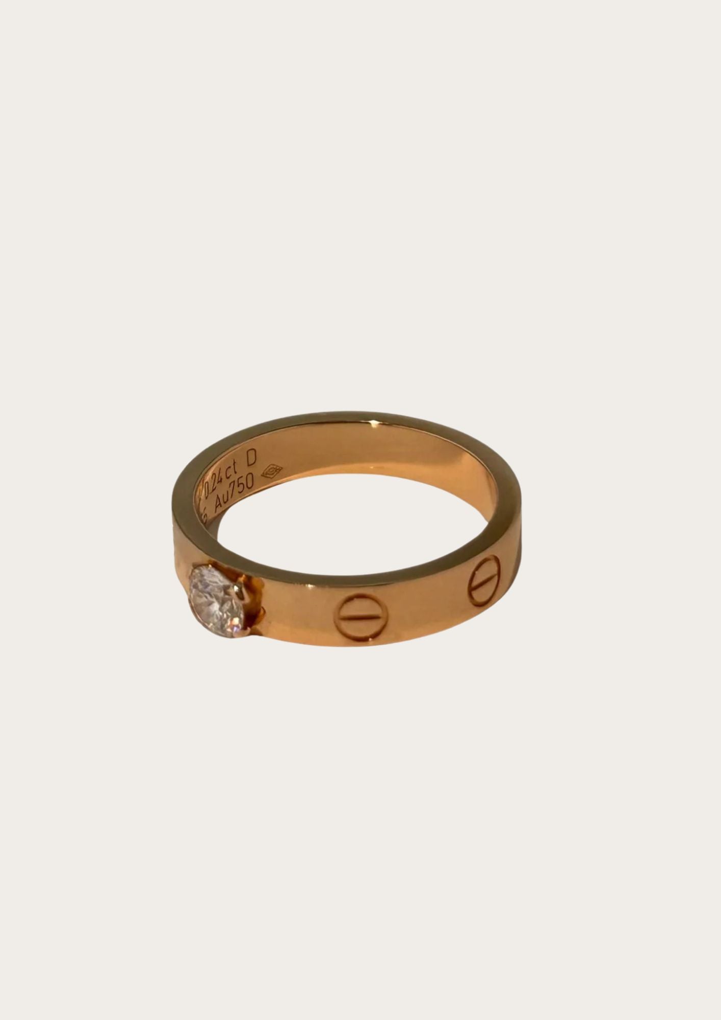 Genuine Cartier LOVE Solitaire ring in rose gold, with 0.24ct diamond 