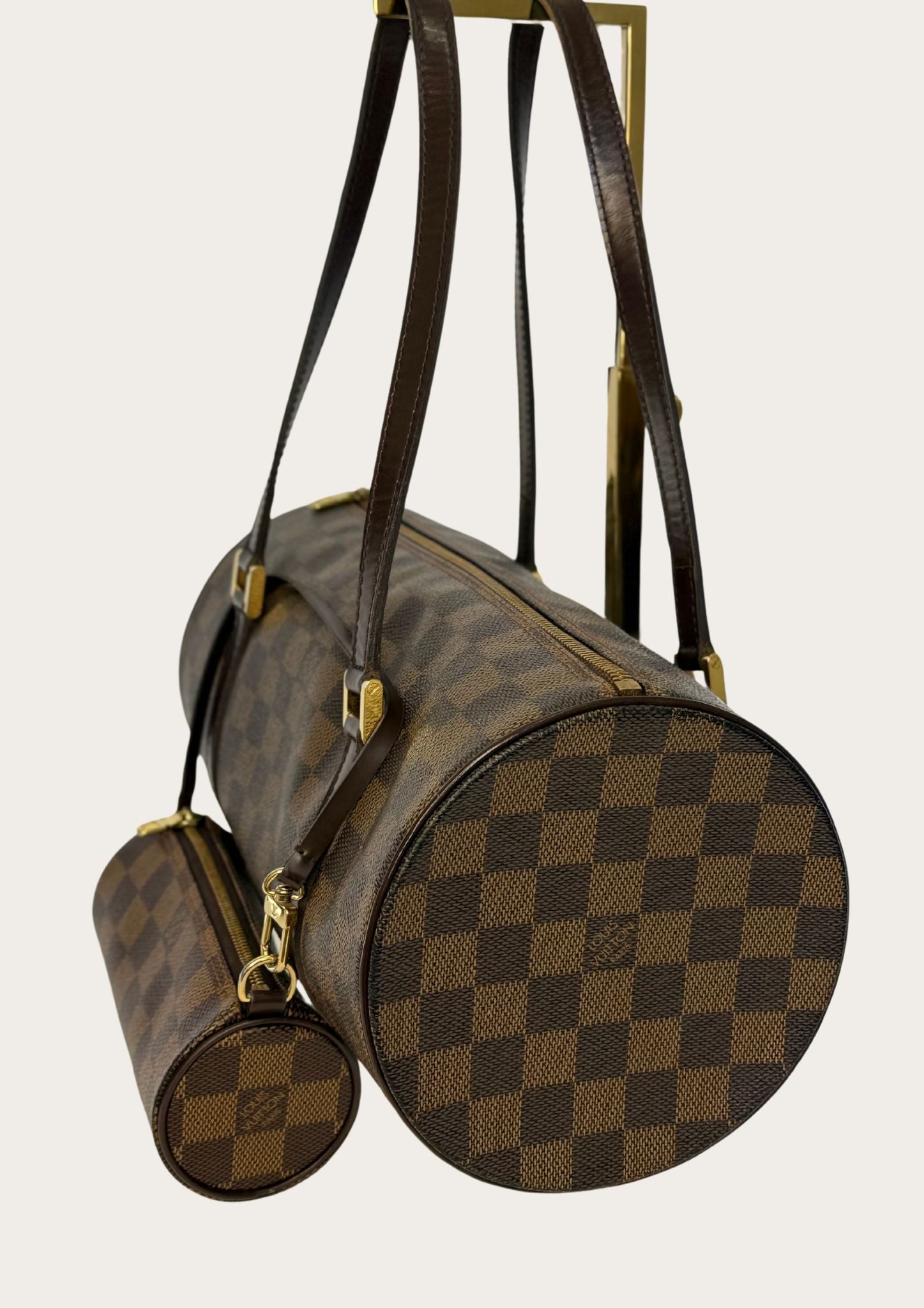 Genuine pre-owned Louis Vuitton Papillon 30 Damier Ebene with pouch