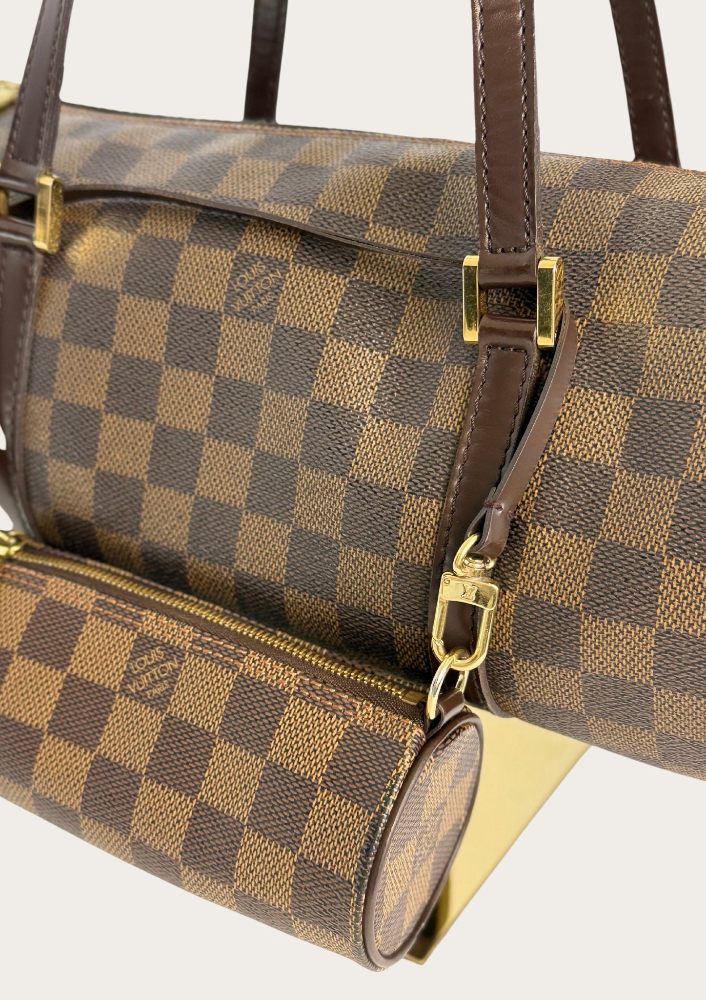 Genuine pre-owned Louis Vuitton Papillon 30 Damier Ebene with pouch