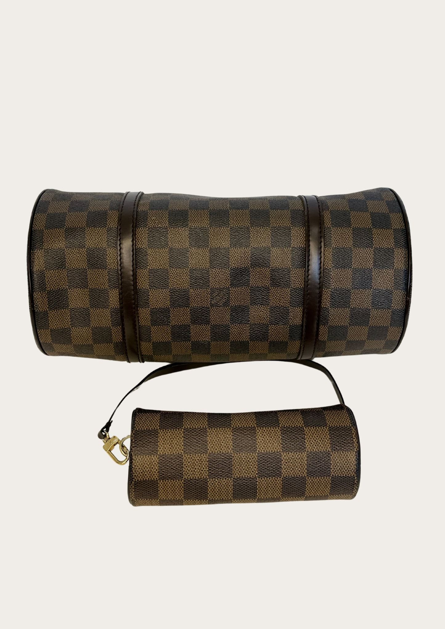 Genuine pre-owned Louis Vuitton Papillon 30 Damier Ebene with pouch