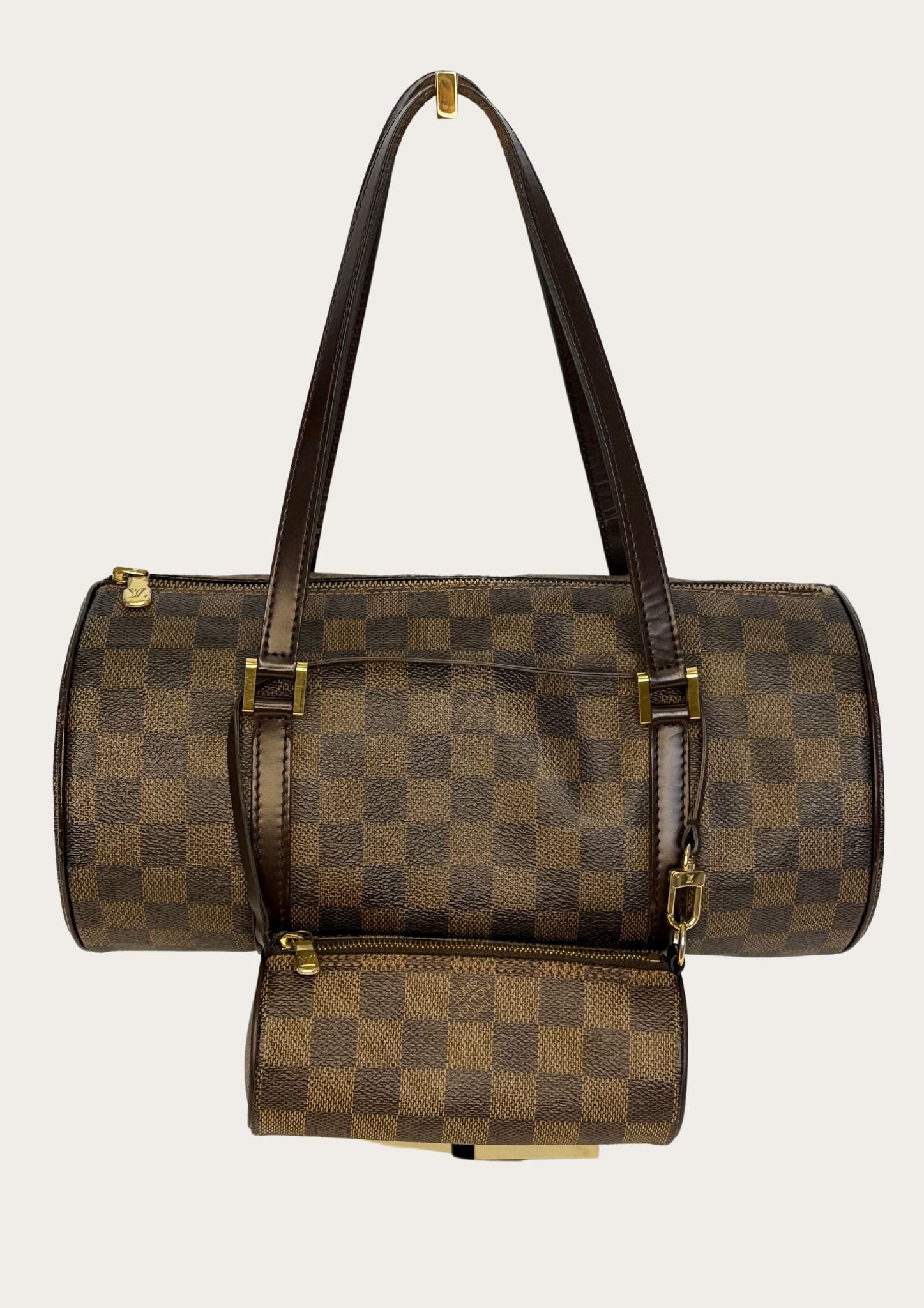 Genuine pre-owned Louis Vuitton Papillon 30 Damier Ebene with pouch
