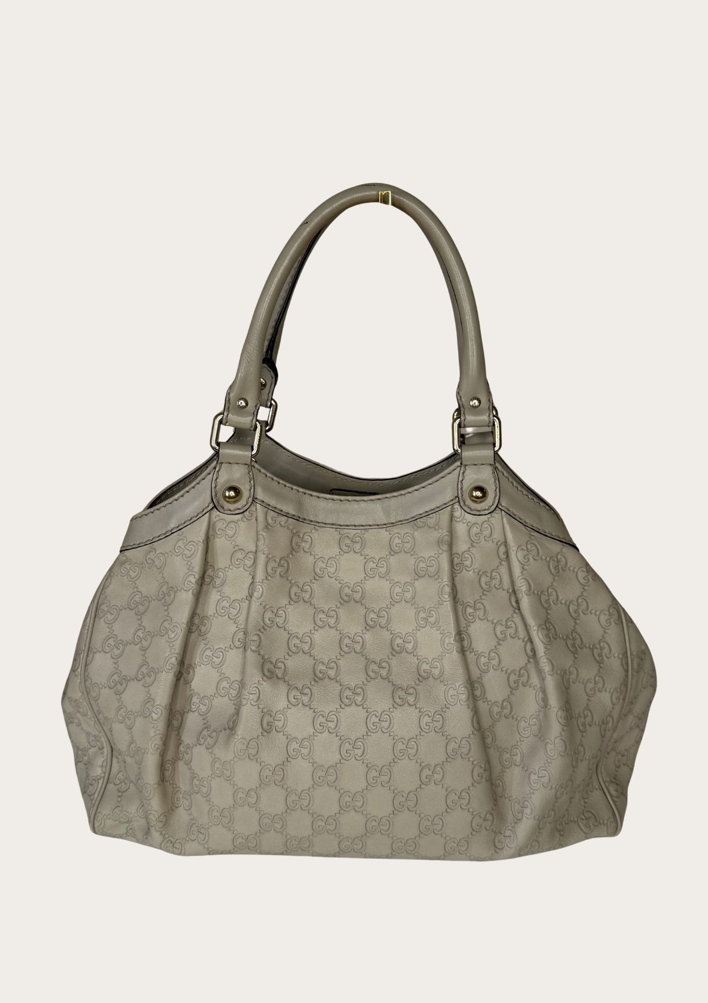 Authentic Gucci Sukey medium bag in beige Guccissima leather
